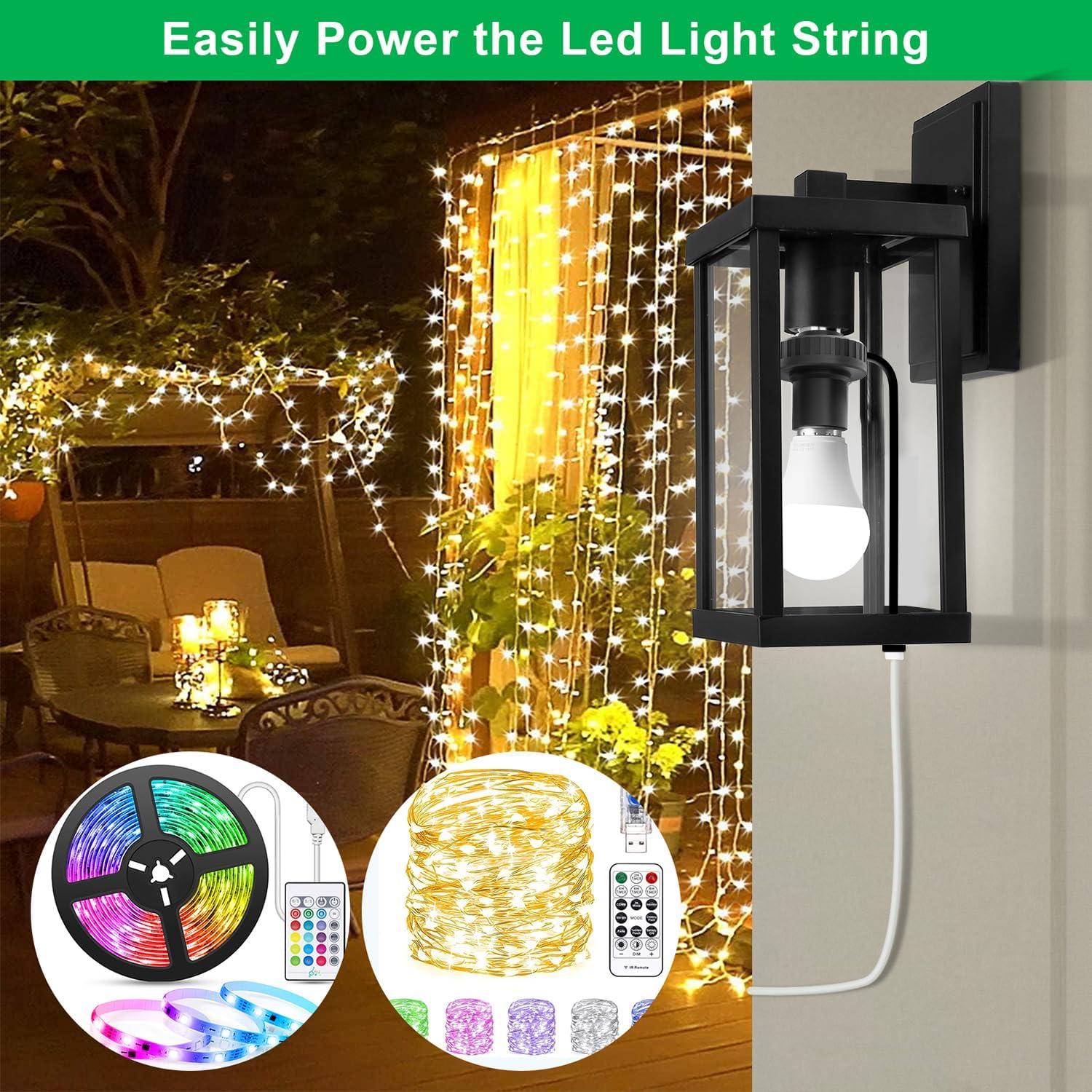 Adaptador de Enchufe de Lámpara UYODM USB E26 5V 2A Negro