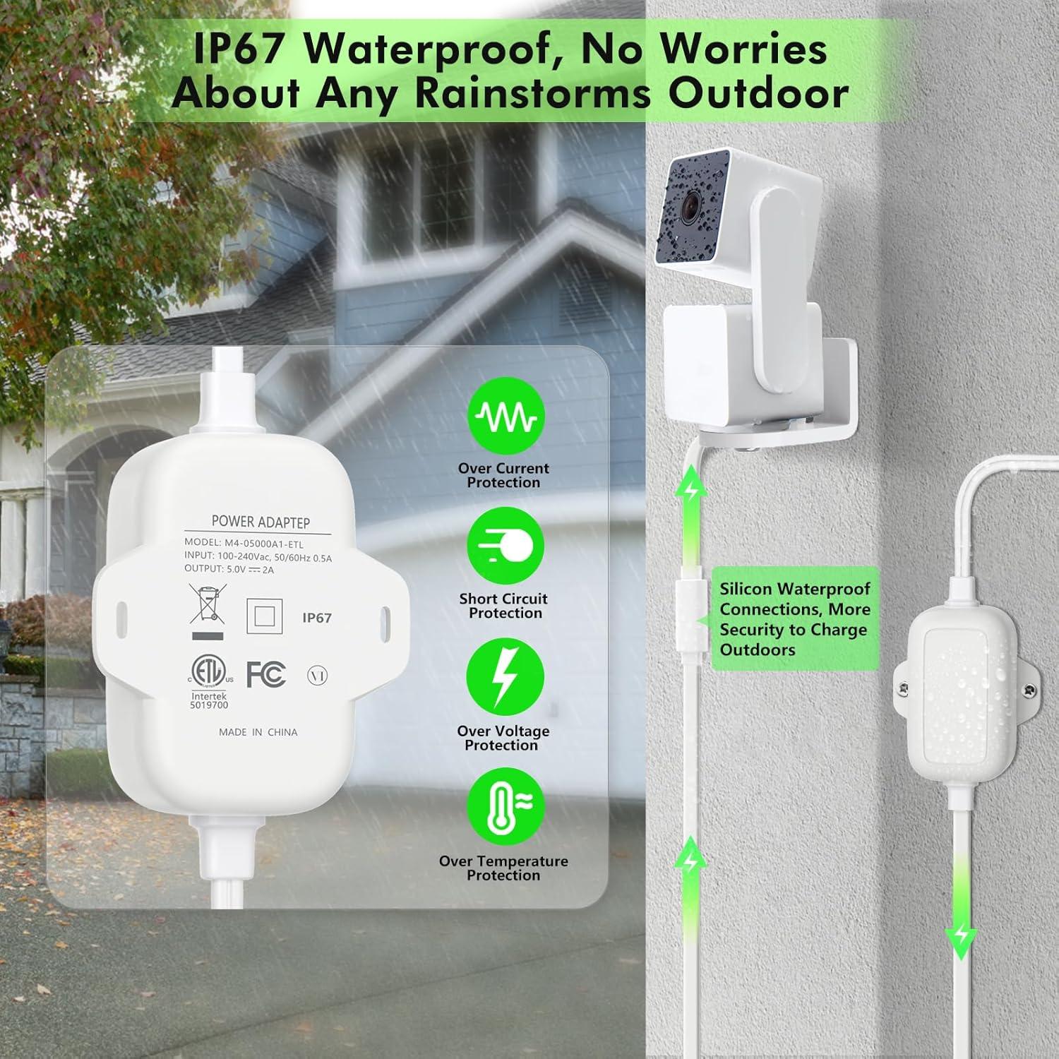 Cable de Poder 5.0m Goldtime para WYZE Cam V3/V4 - Resistente IP67