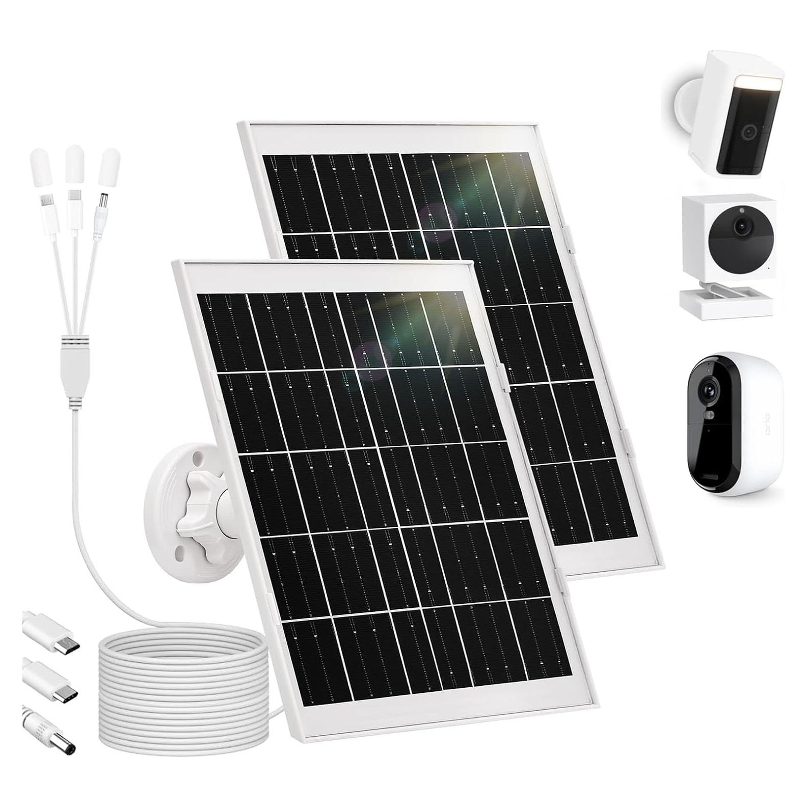 Paquete de 2 Paneles Solares BECOMFY 8W para Cámaras Inalámbricas