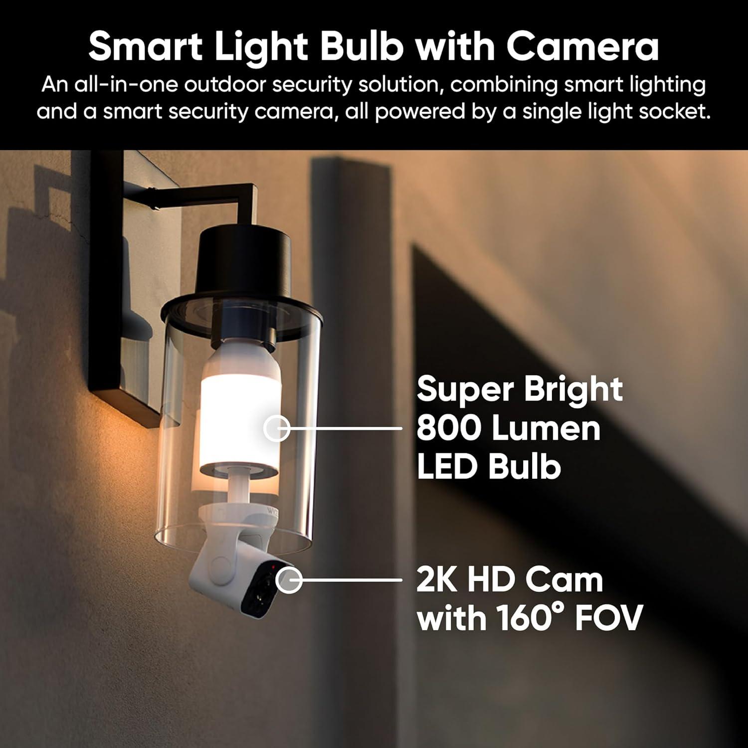 Cámara de Seguridad Bulb Cam Wyze 2K HD con Alarma y Luz LED