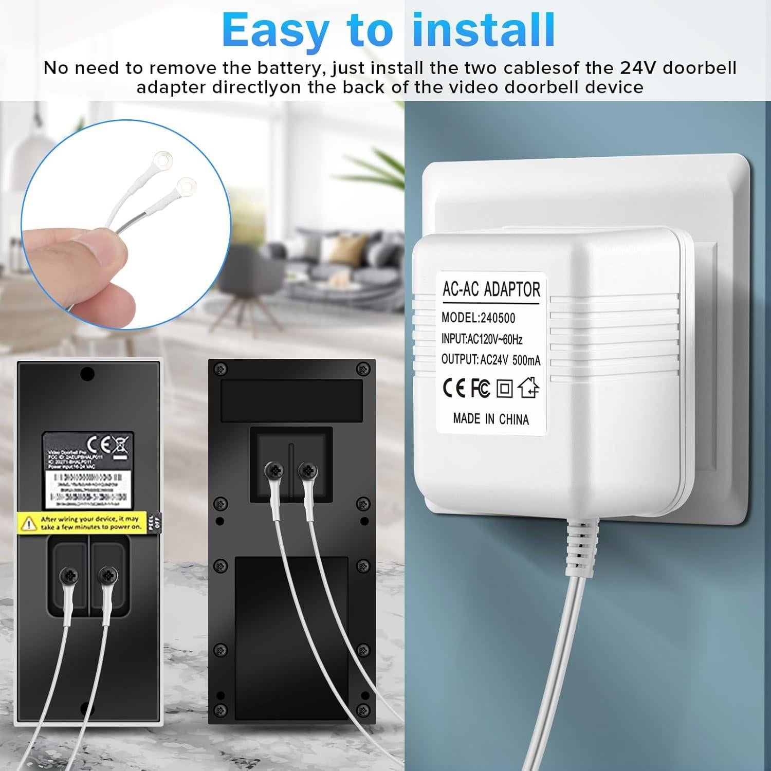 Adaptador de Alimentación 24V 500mA para Timbres y Termostatos