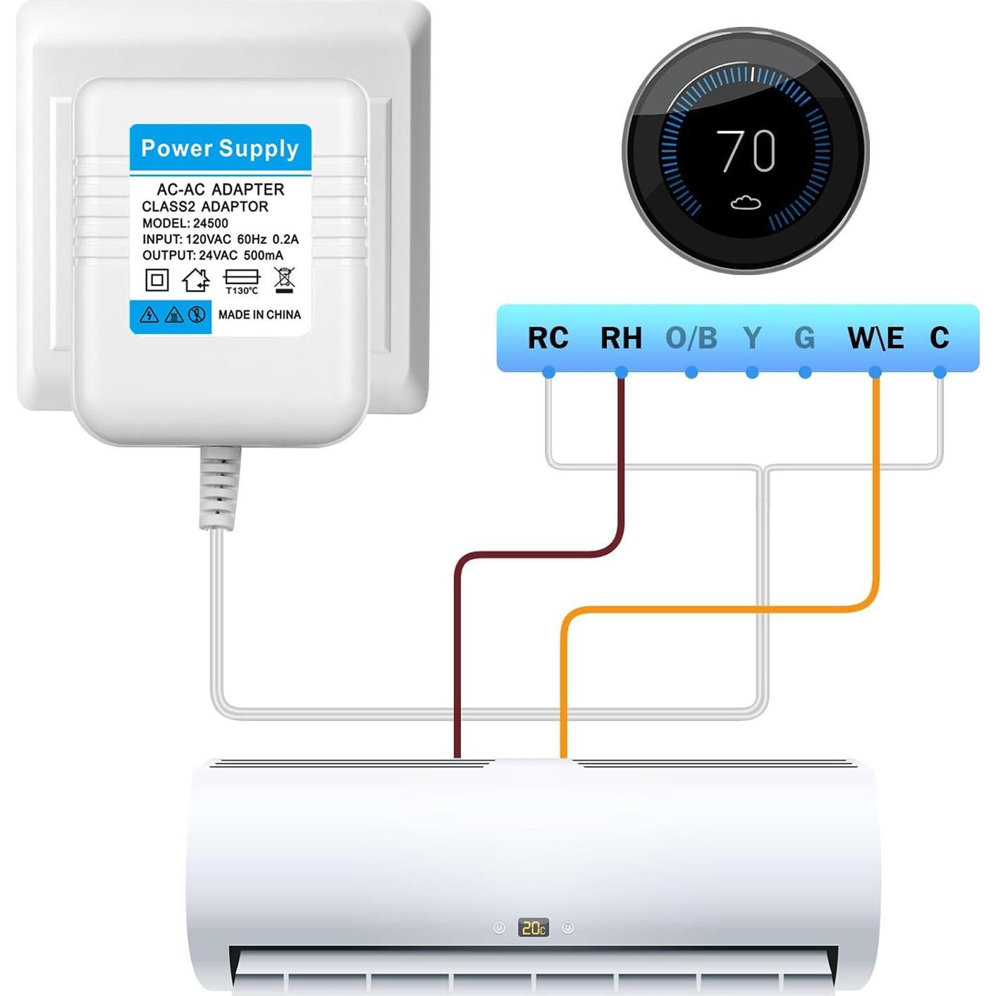 Transformador de Timbre 24V 500mA SZCHXSDZ - 5m Cable