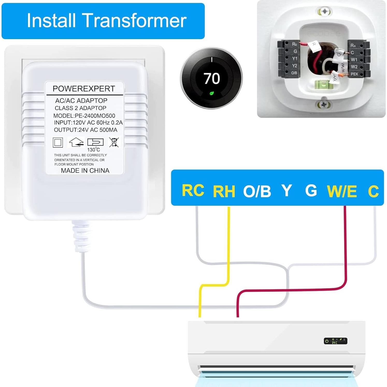 Transformador de 24V ATUOE para Timbres y Termostatos Inteligentes