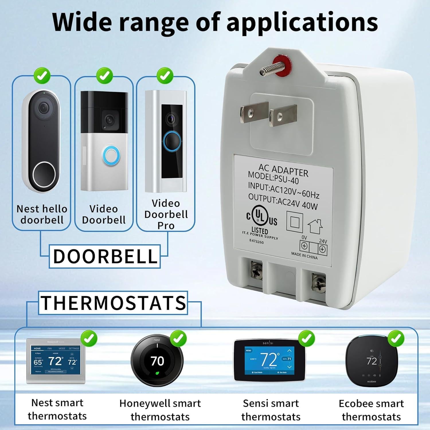 Transformador Enchufable 24V 40VA CENTROPOWER para Timbres y Termostatos