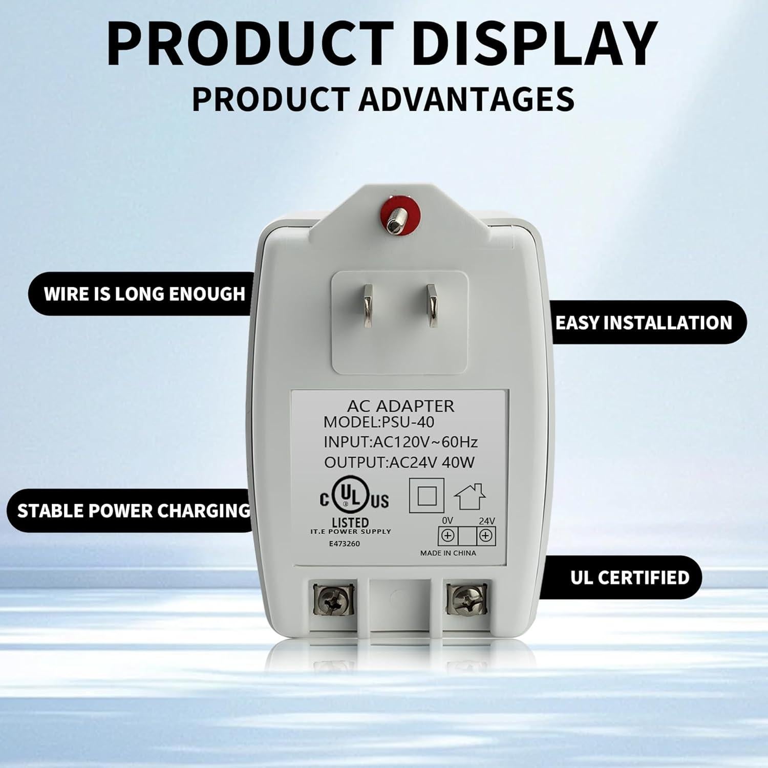 Transformador Enchufable 24V 40VA CENTROPOWER para Timbres y Termostatos