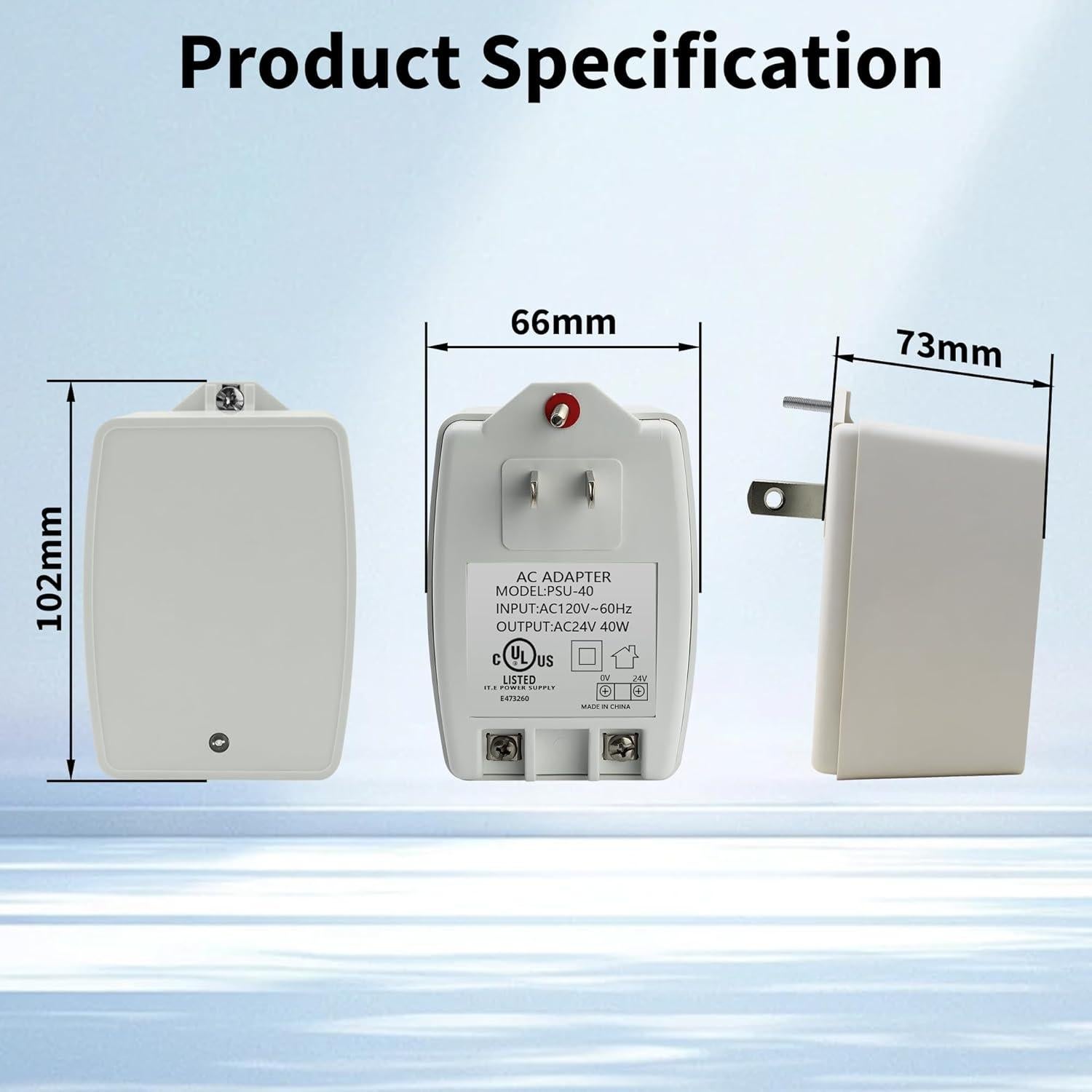 Transformador Enchufable 24V 40VA CENTROPOWER para Timbres y Termostatos