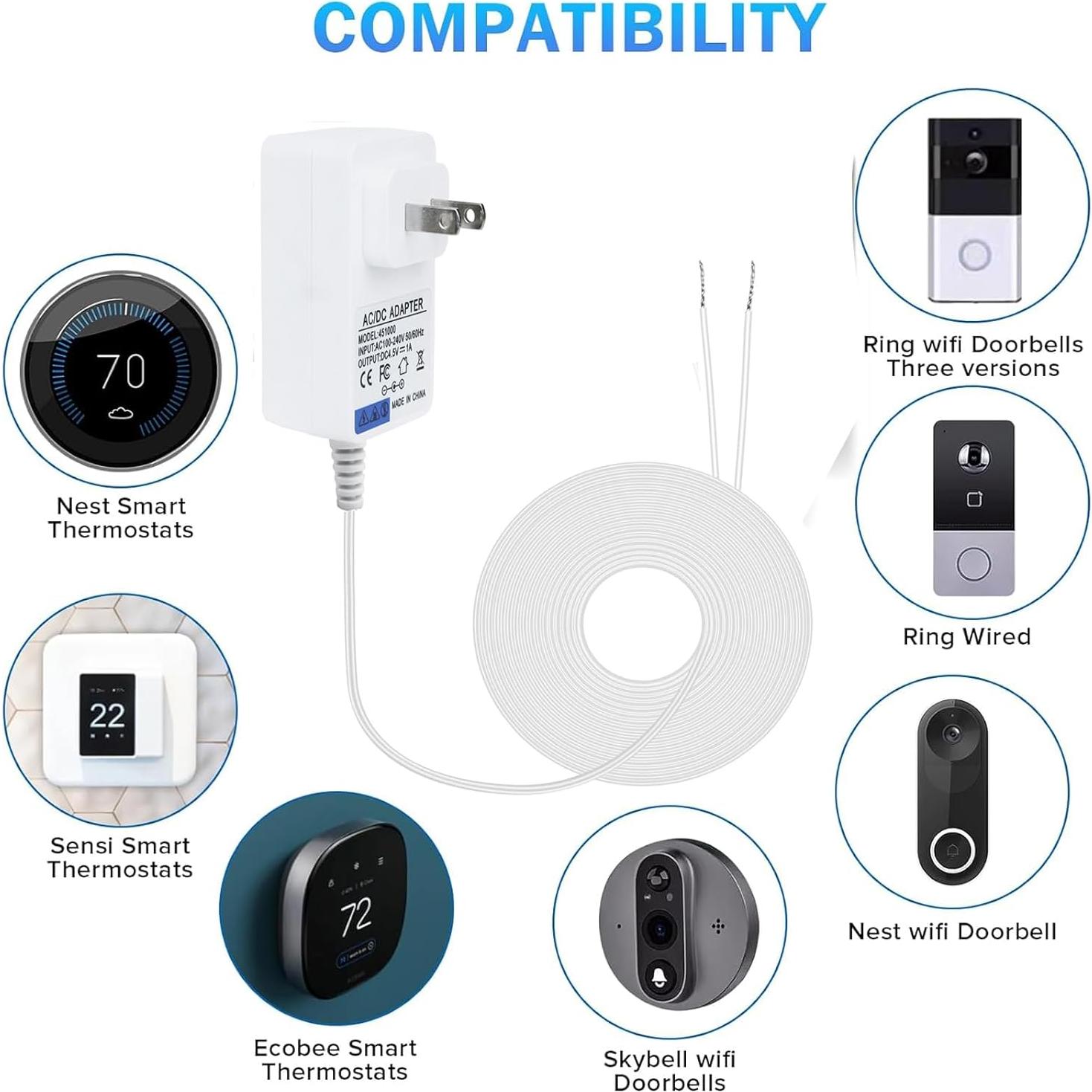 Transformador de Timbre DC 24V 1A Solsinsy para Ring y Termostatos