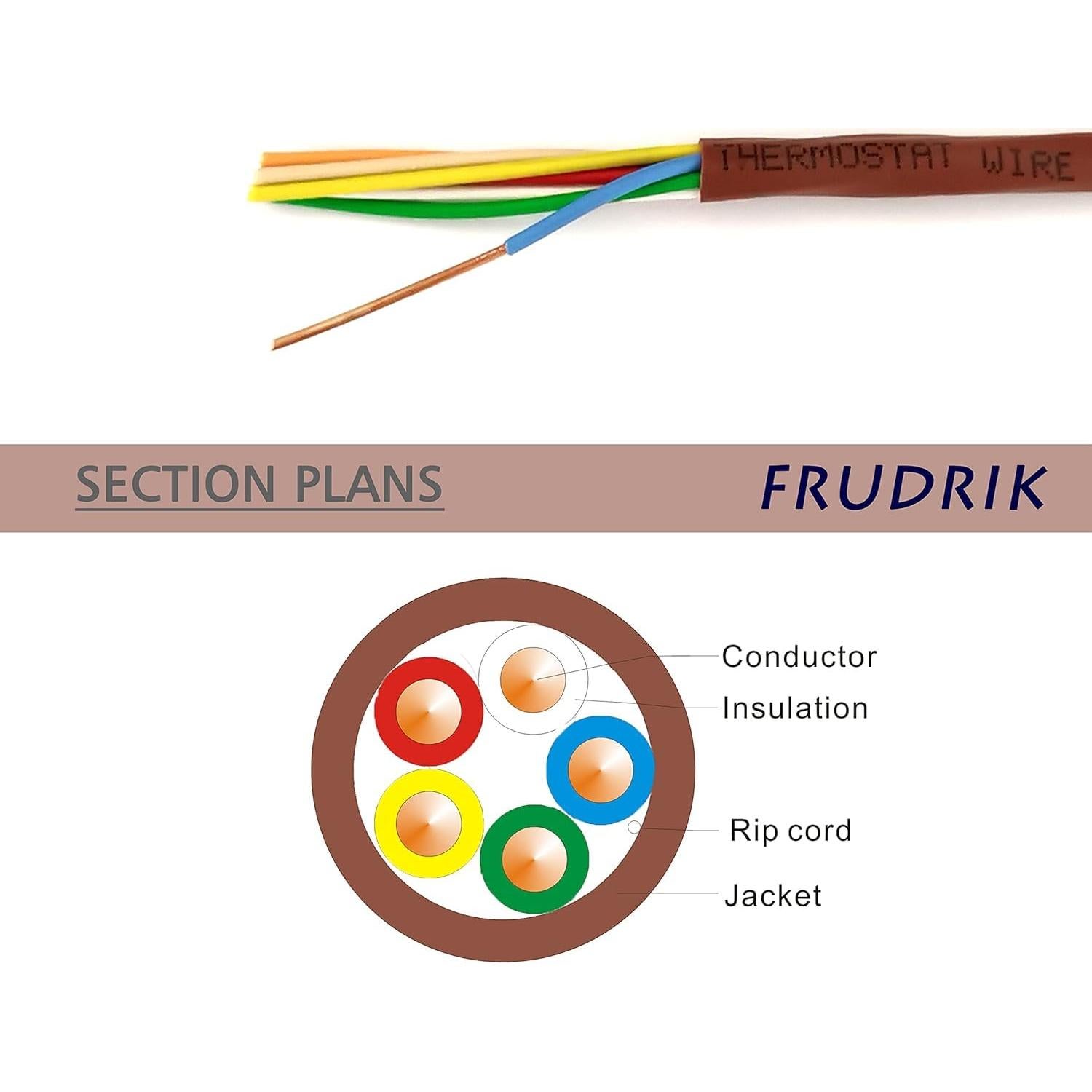 Cable de Termostato FRUDRIK 18 AWG CL2 15.24m Marrón