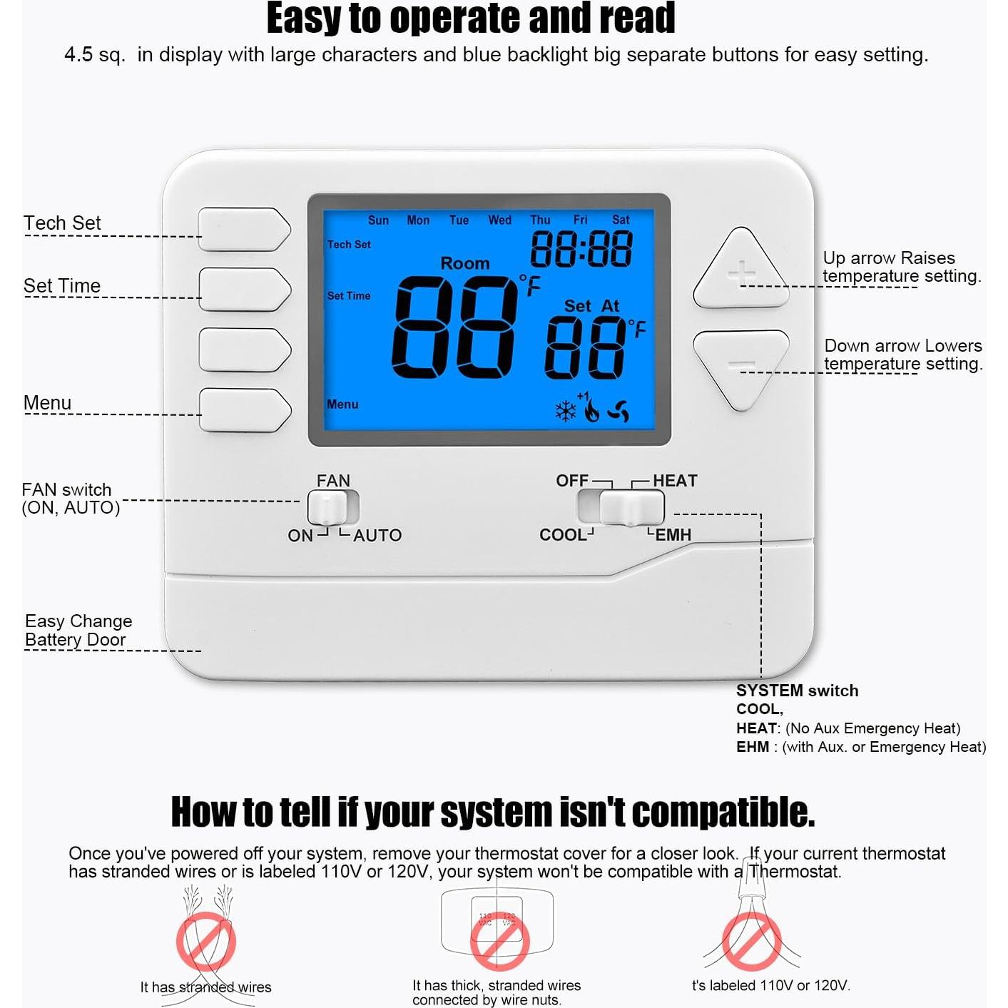 Termostato Suuwer S721 Bomba de Calor No Programable 2H/1C