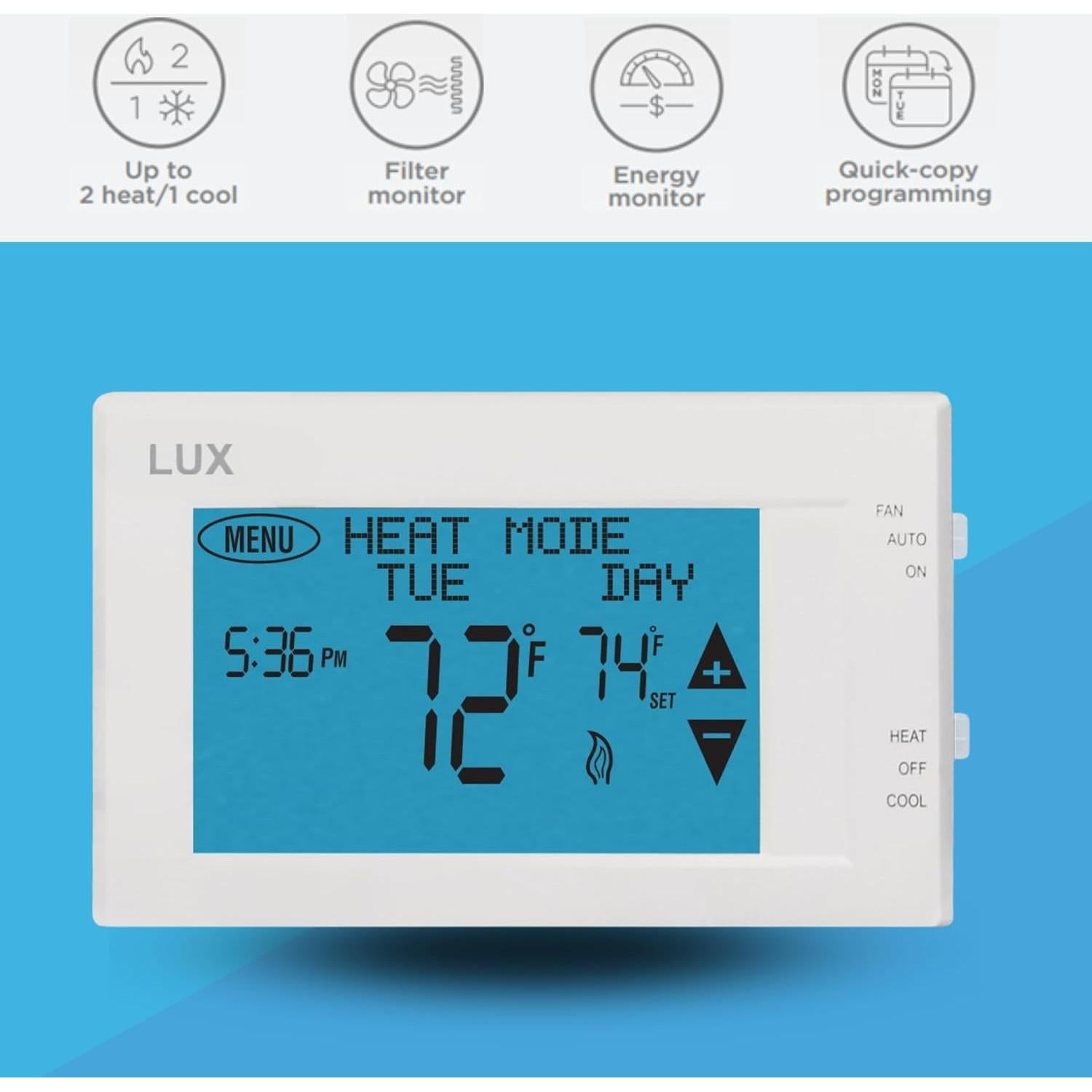 Termostato Programable LUX TX9600TS Pantalla Táctil Blanco