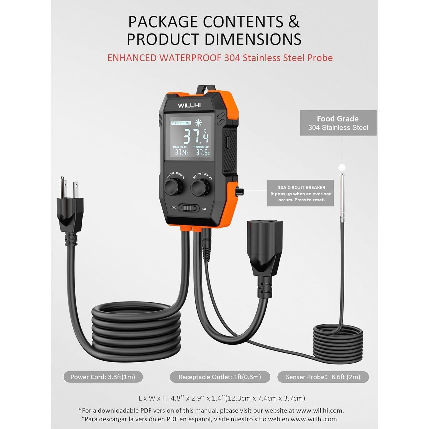 Controlador de Temperatura Digital WILLHI WH2408 1200W