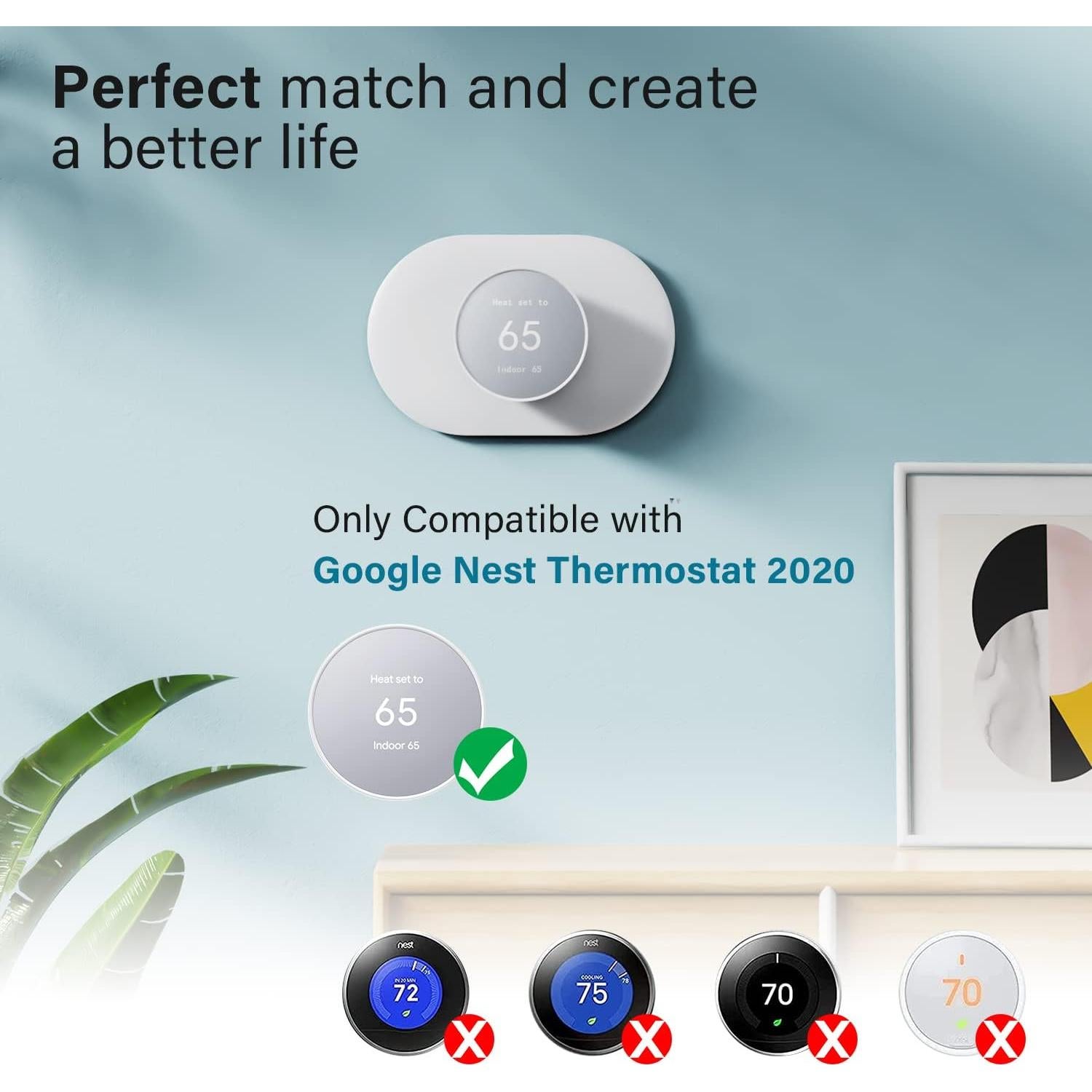 Cubierta de Placa de Pared BNVXR para Google Nest Thermostat 2020