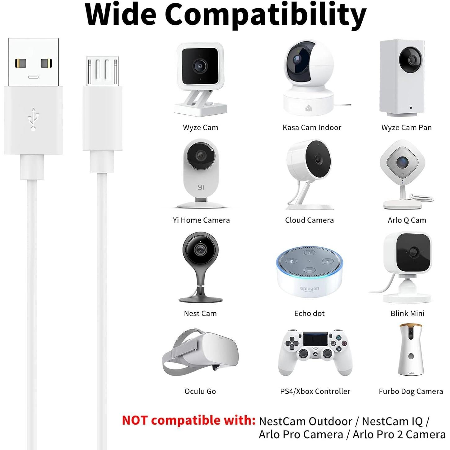 Cable de Carga Micro USB 10m ACAGET con 10 Clips