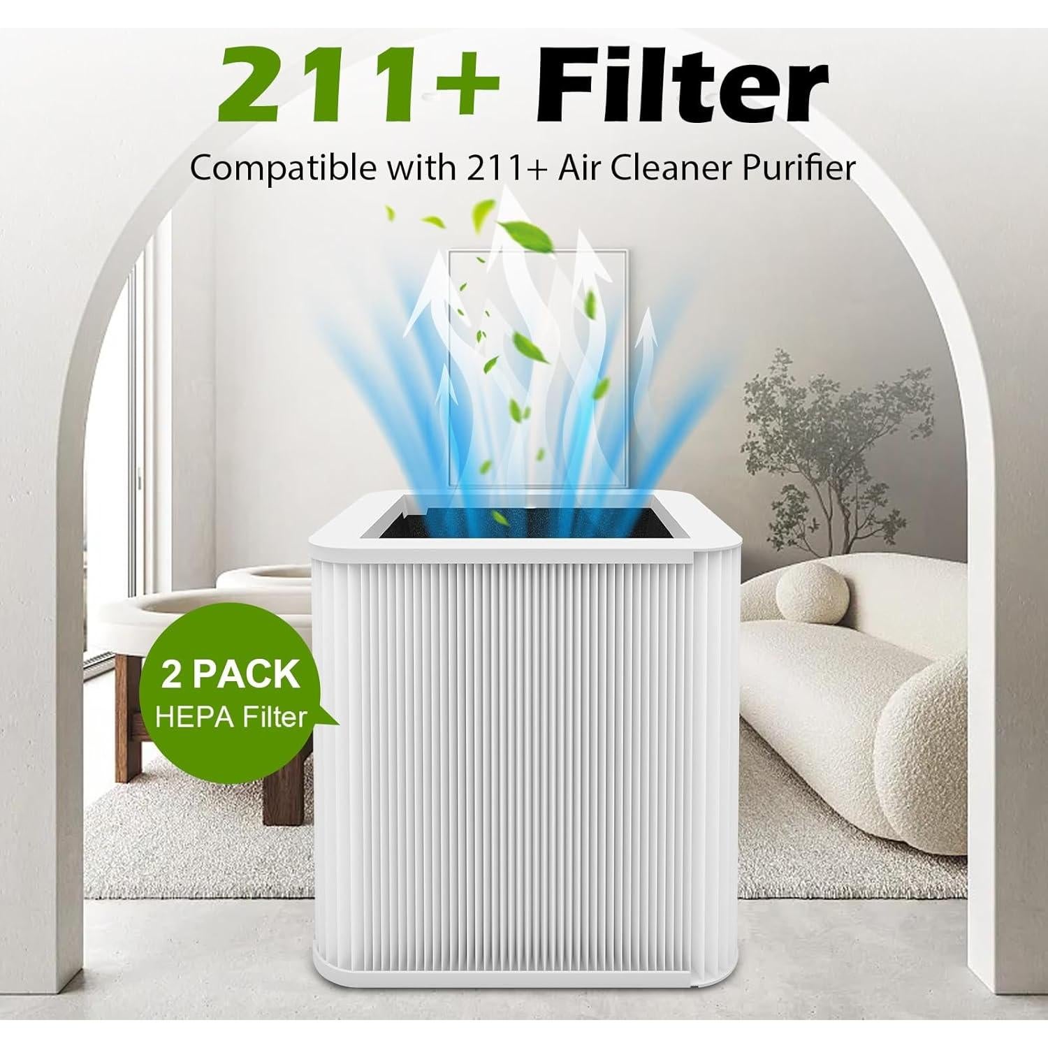 Paquete de 2 Filtros HEPA H13 Musslan para Purificador 211+