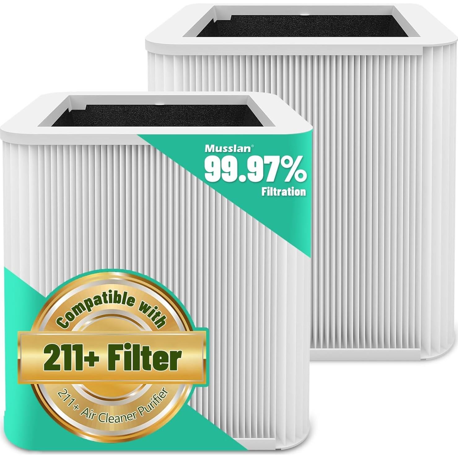 Paquete de 2 Filtros HEPA H13 Musslan para Purificador 211+