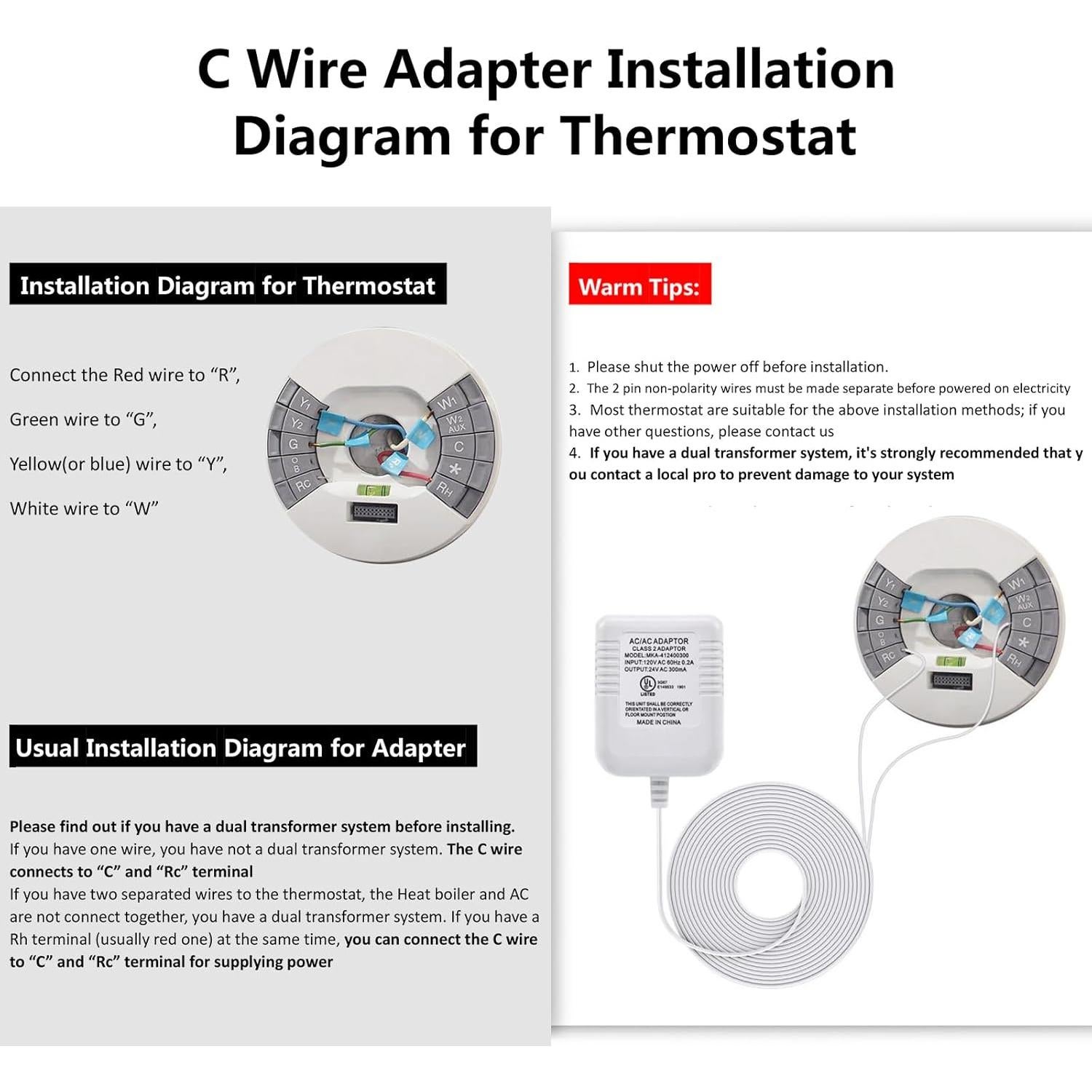 Adaptador de Cable C 24V Hotop para Termostatos Inteligentes