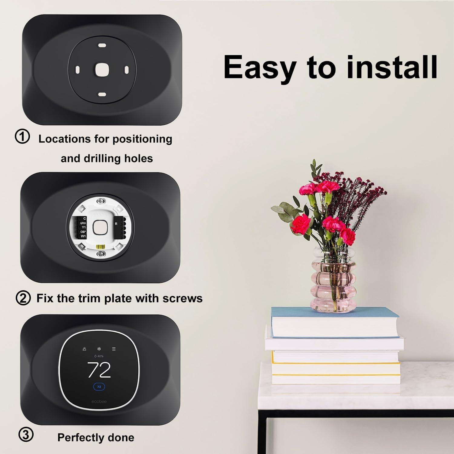 Cubierta de Placa de Pared BAOKZZOM para Ecobee 2025, Negro