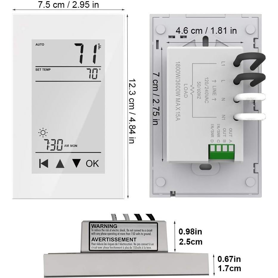 Termostato Digital Programable HEATIT ET-72 para Calefacción Eléctrica