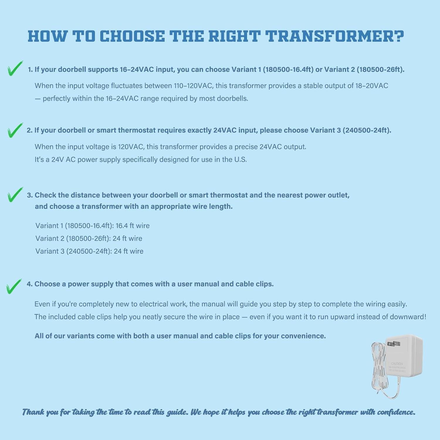 Transformador 24V CA Dadaodadao para Timbres y Termostatos