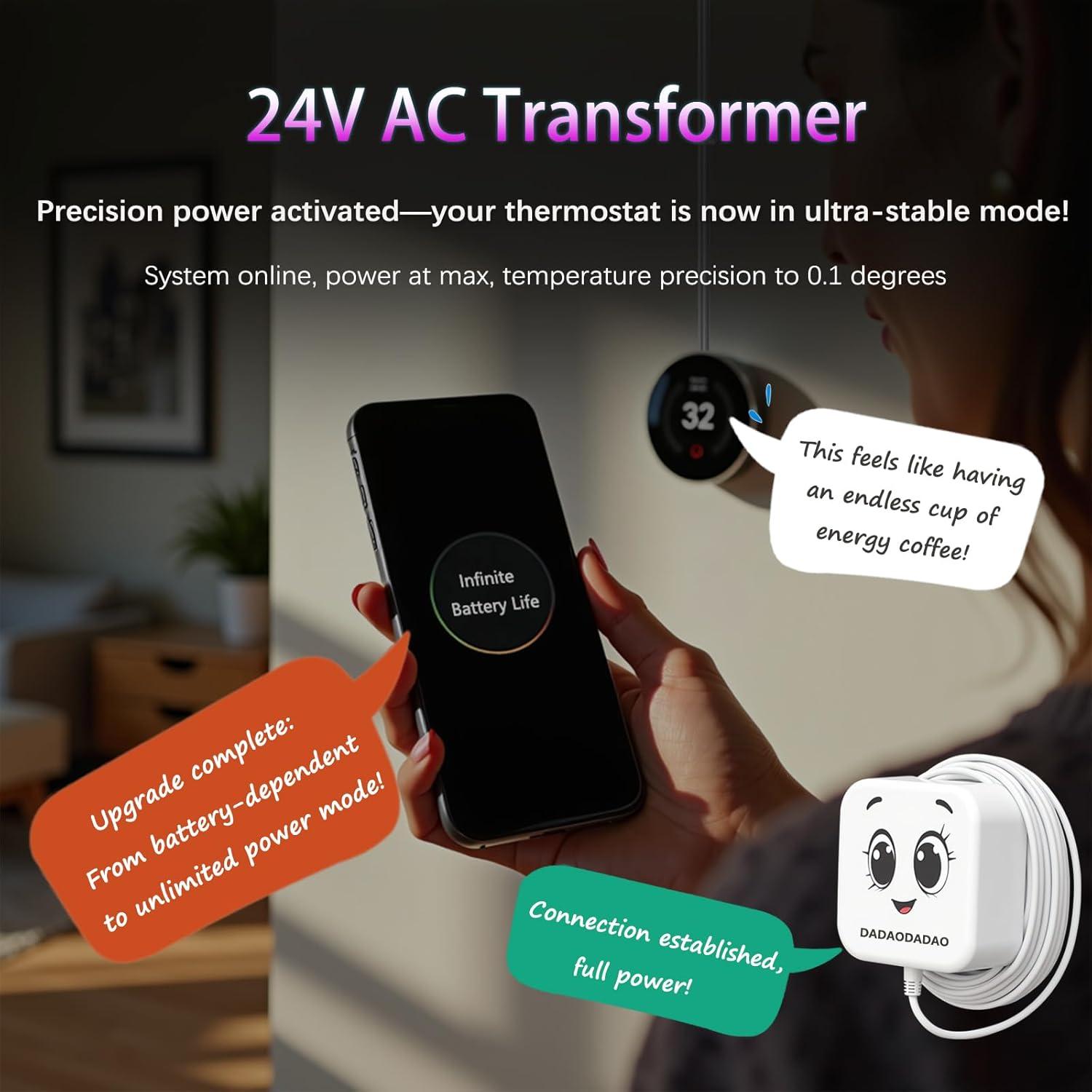 Transformador 24V CA Dadaodadao para Timbres y Termostatos