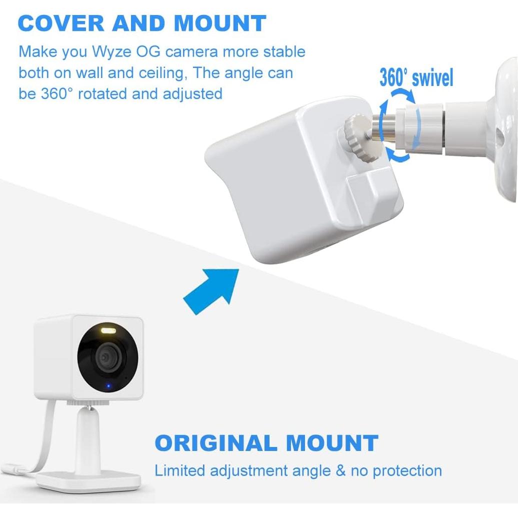 Soporte de Pared Ajustable Tizomi para Wyze Cam OG - Blanco