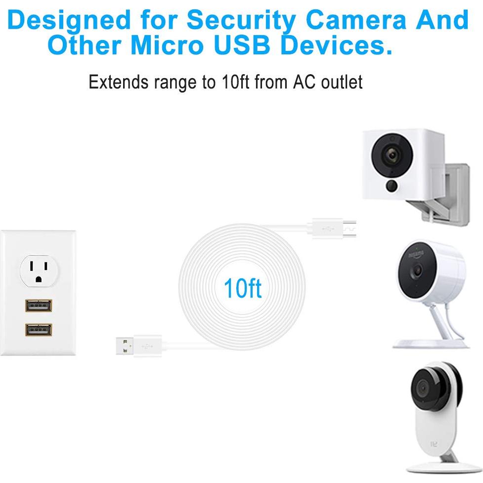 Cable de Extensión Micro USB SCOVEE 3 Pack 3m para Cámaras