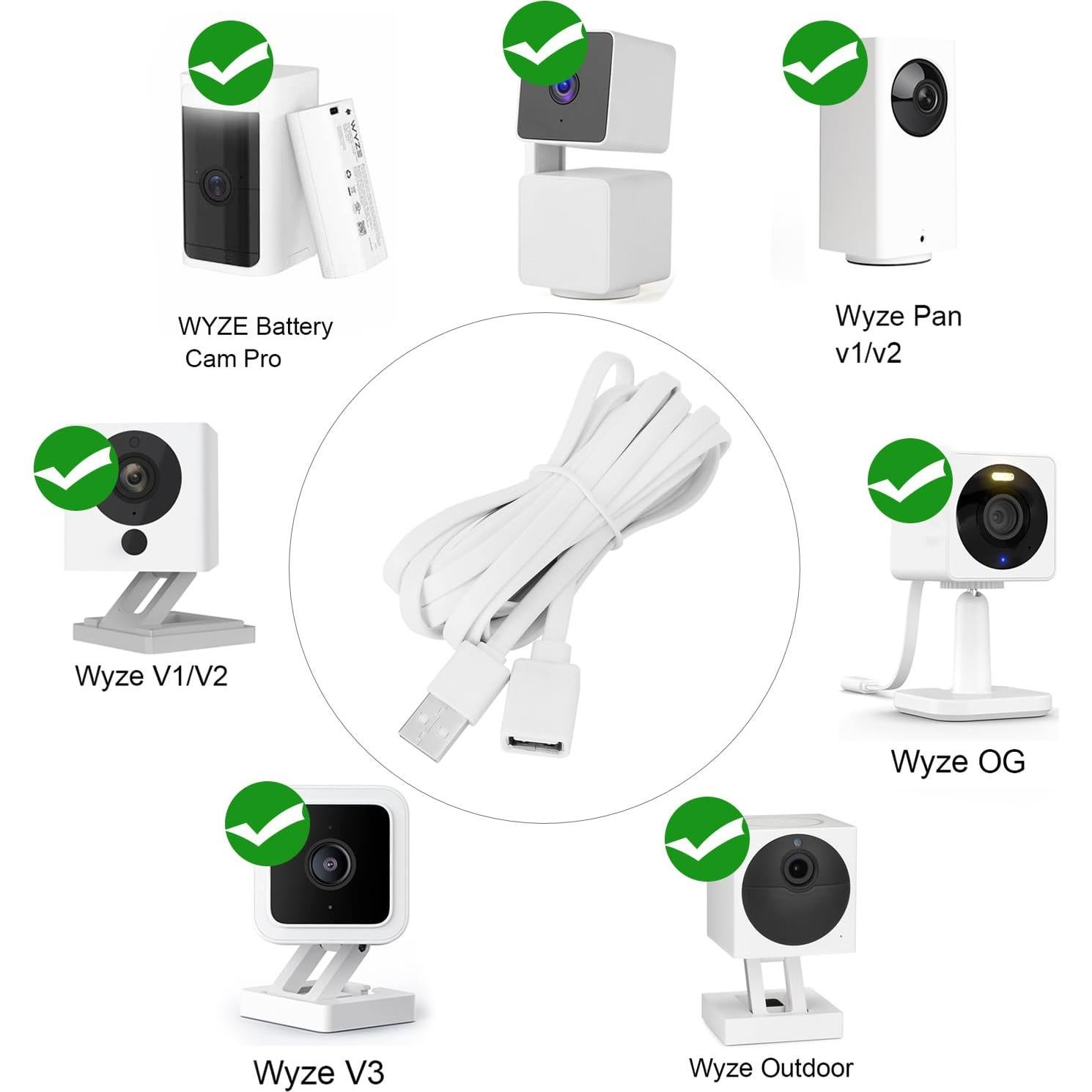 Cable de Extensión USB UYODM 20Ft (6M) Impermeable para Wyze Cam