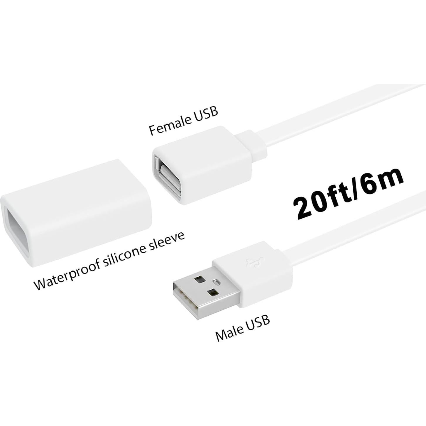 Cable de Extensión USB UYODM 20Ft (6M) Impermeable para Wyze Cam
