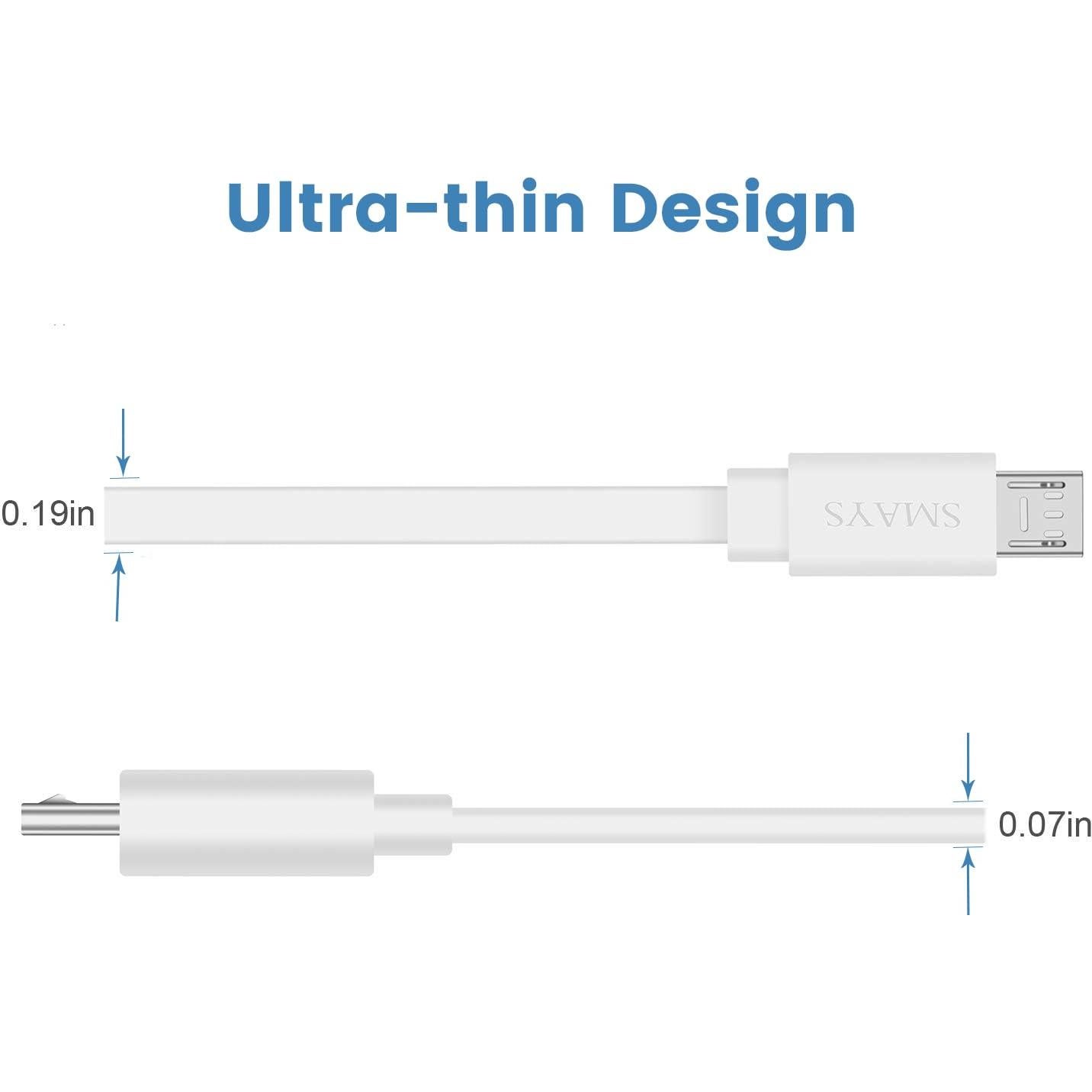 Paquete de 4 Cables de Extensión Micro USB 7.62 m SMAYS Blanco