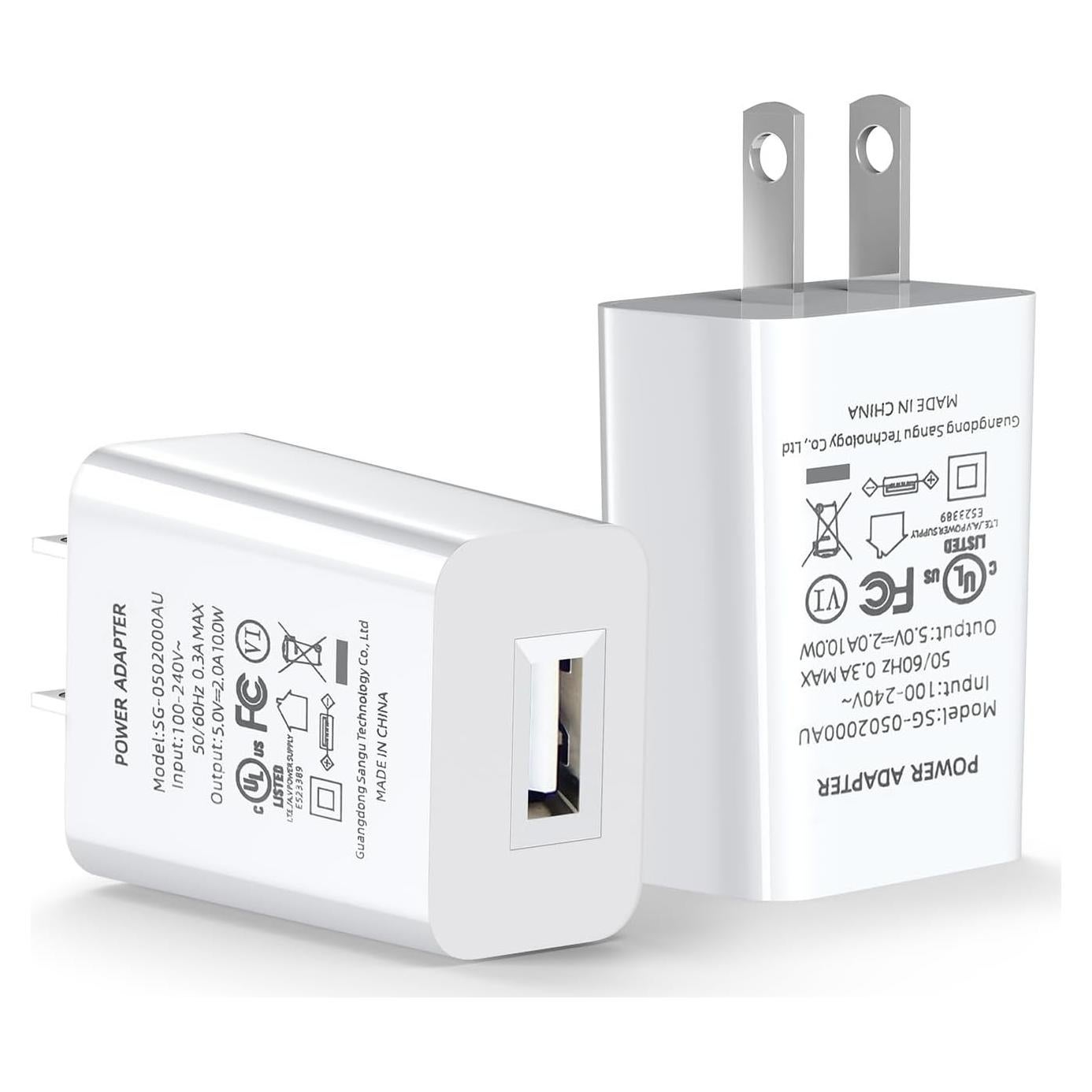 Adaptador de Corriente USB 10W para Cámaras de Seguridad - 2 Piezas - Blanco