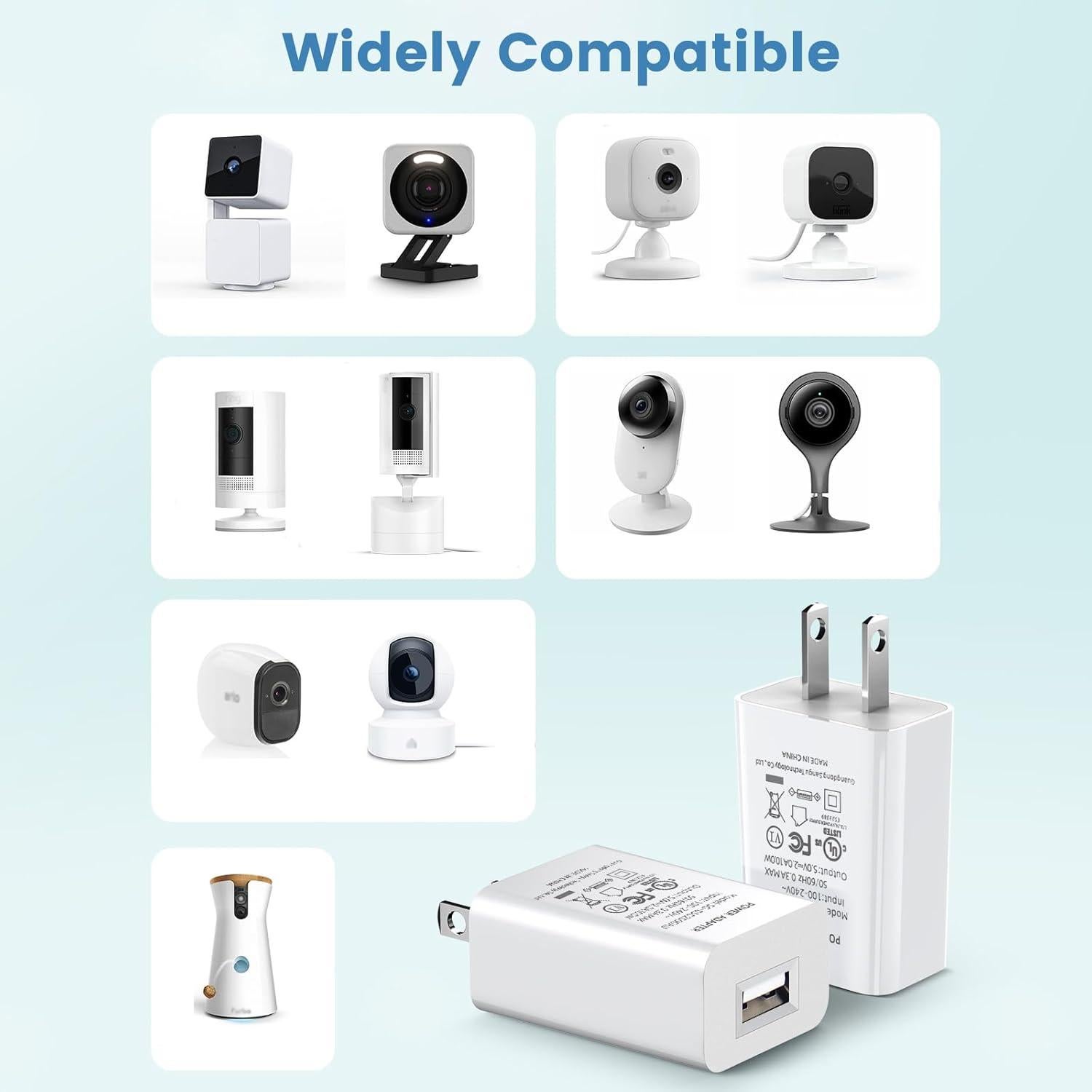 Adaptador de Corriente USB 10W para Cámaras de Seguridad - 2 Piezas - Blanco