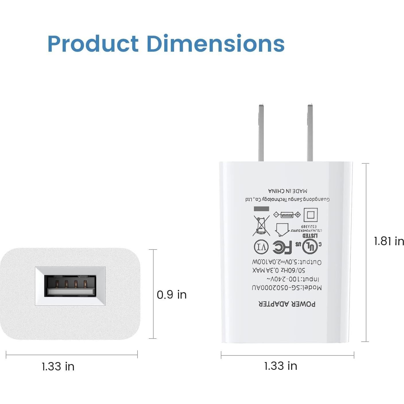 Adaptador de Corriente USB 10W para Cámaras de Seguridad - 2 Piezas - Blanco