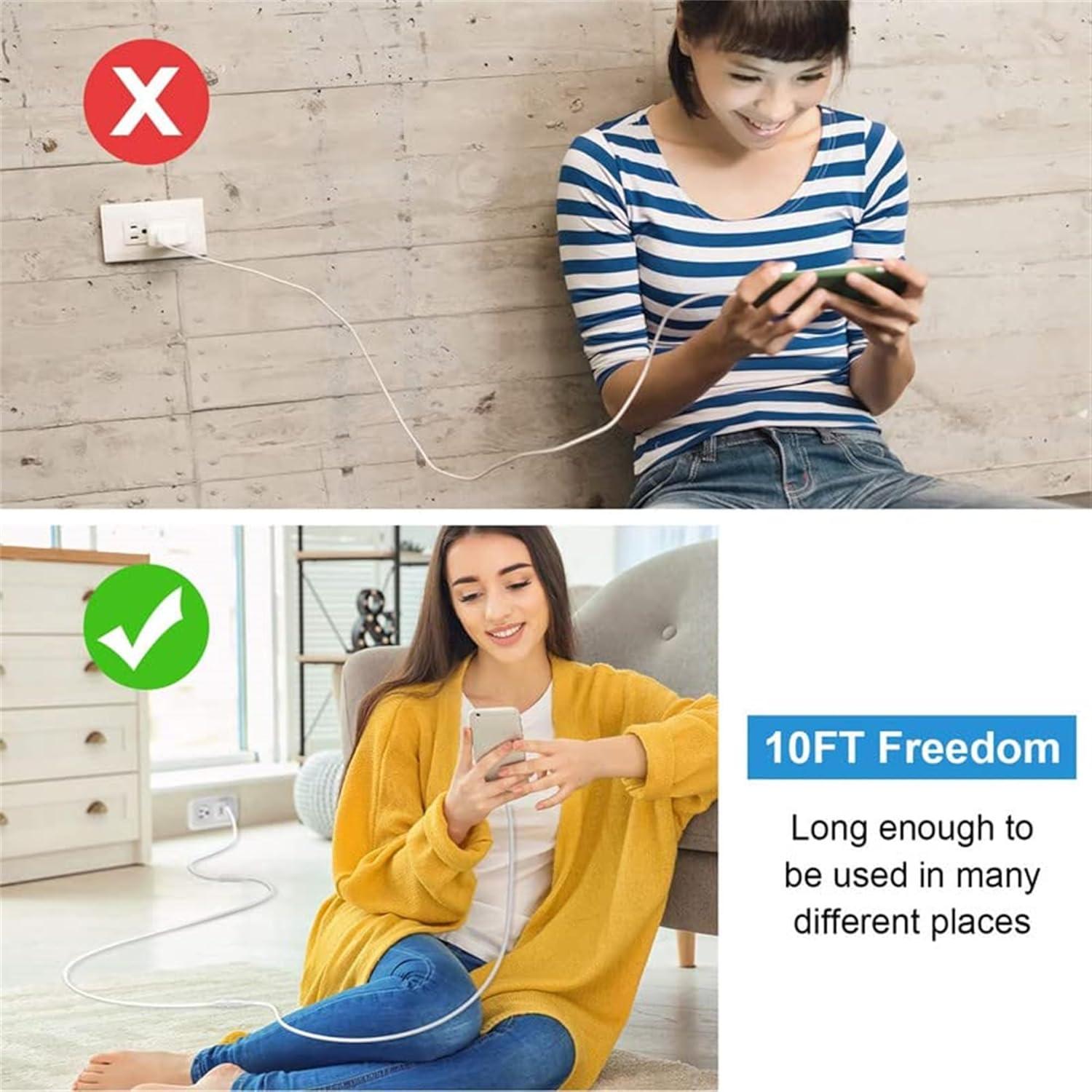 Cables de Extensión Micro USB Sumind 2 Paquetes 6.1m Blanco