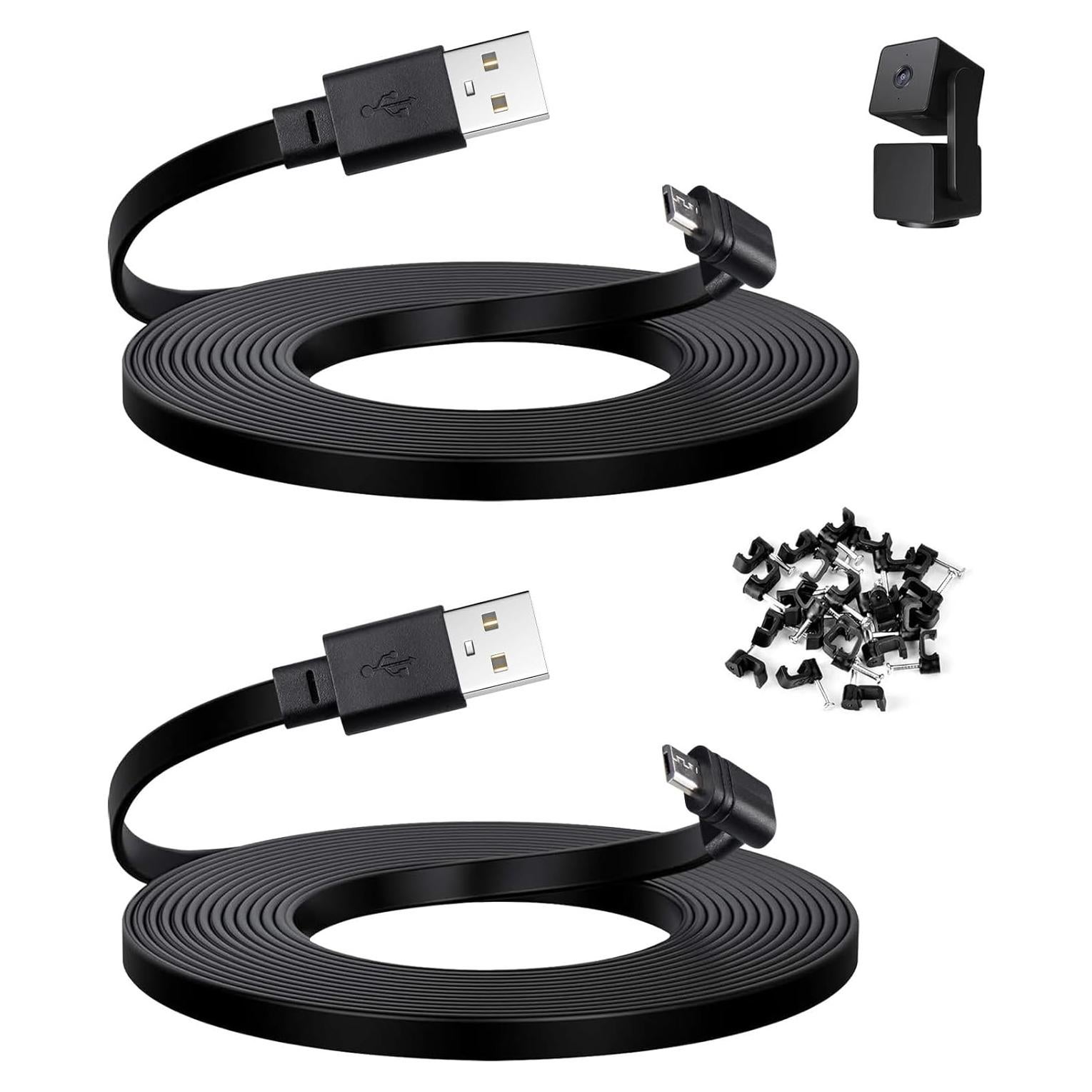 Cable Micro USB 6m Smays para Cámara WYZE Cam Pan v3 - Paquete de 2