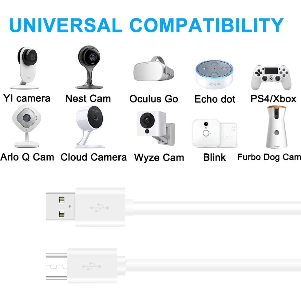 Cable de Extensión Micro USB 3m SCOVEE para Cámaras de Seguridad