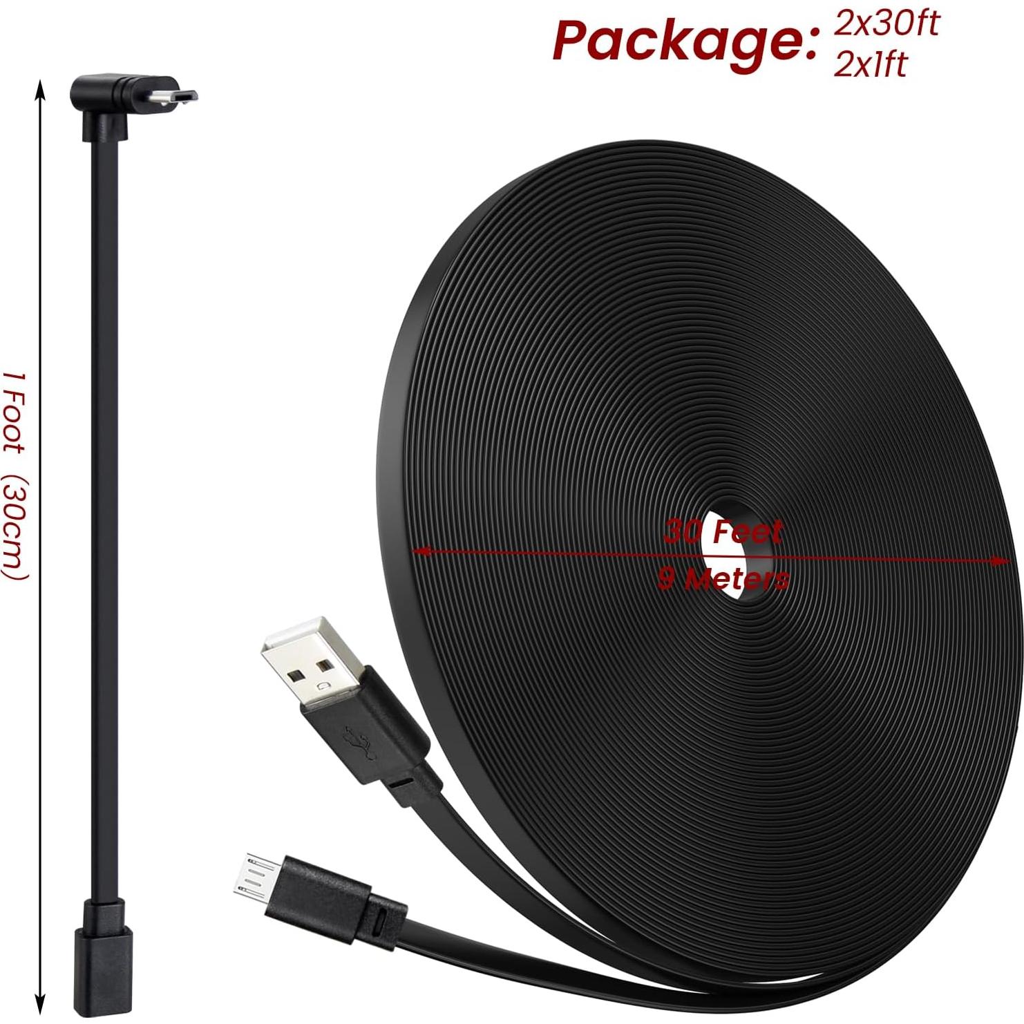 Paquete de 2 Cables de Extensión de Poder 30 pies Weishan