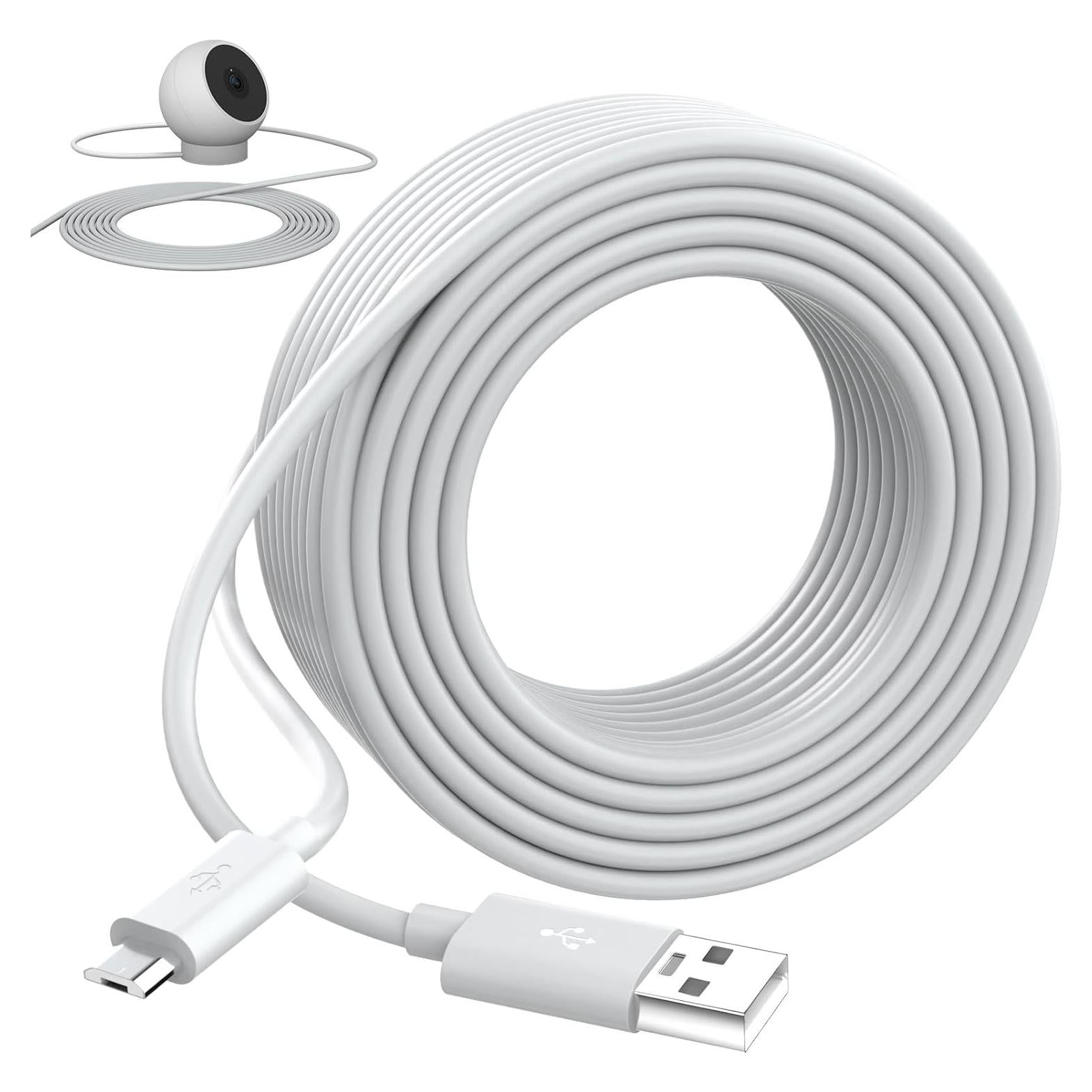 Cable de Extensión Micro USB 10m AIAUXAI para Cámaras de Seguridad