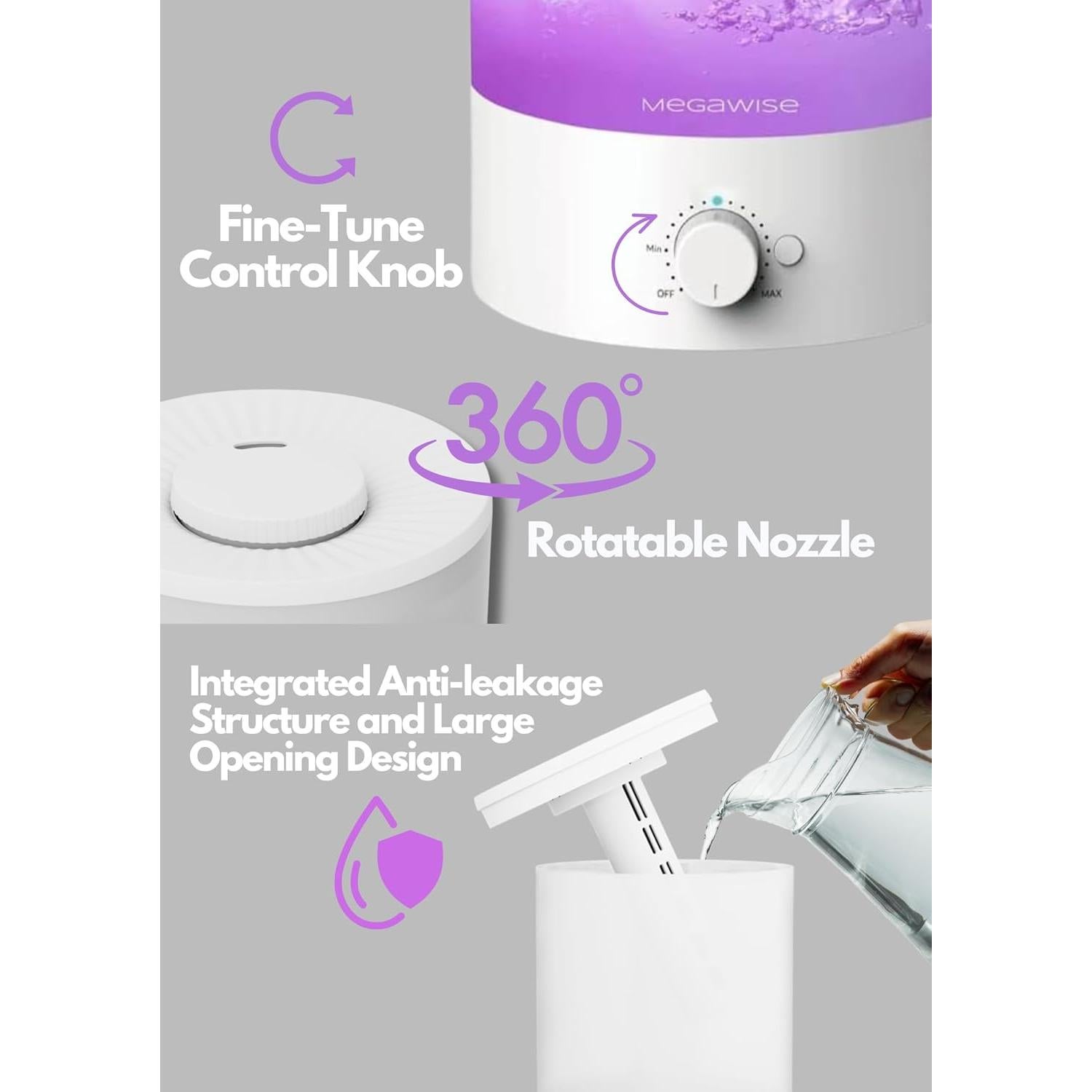 Humidificador de Niebla Fría MEGAWISE SK7620 2L Silencioso