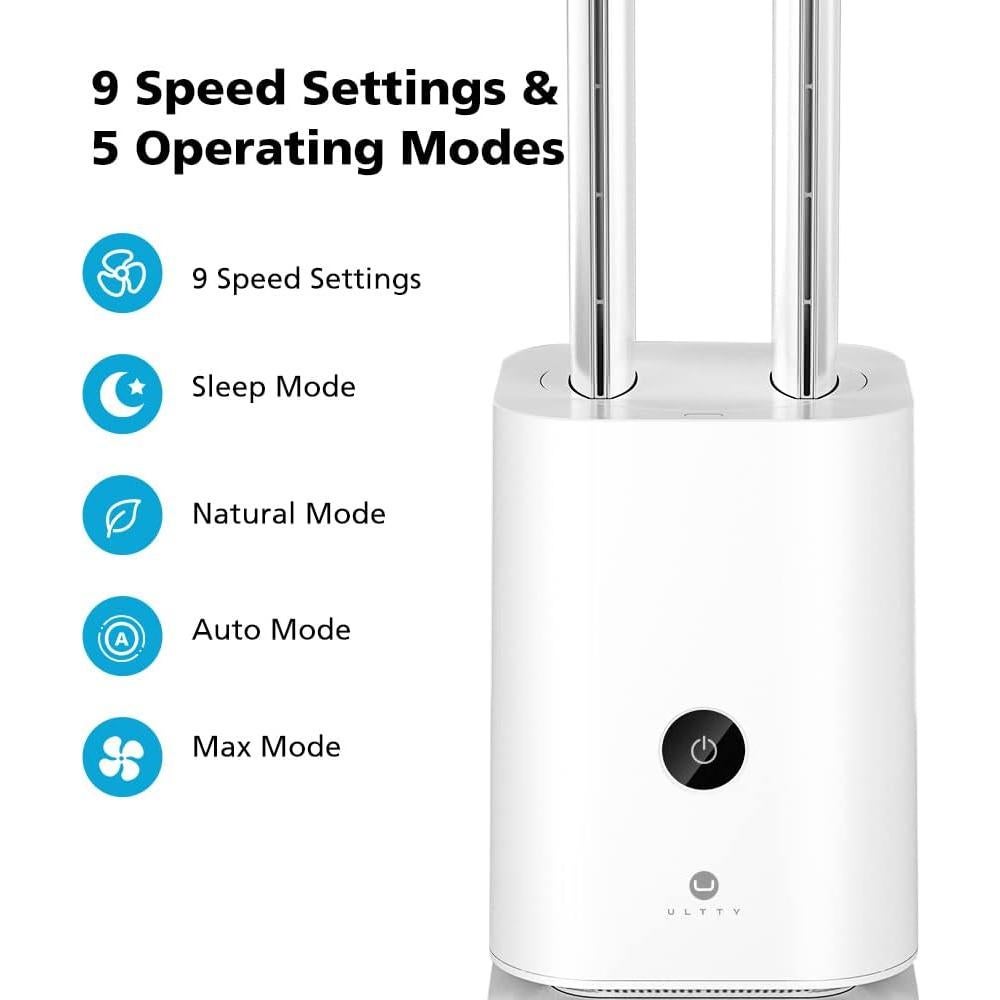 Ventilador de Torre Sin Aspas ULTY 106.68 cm con Purificador HEPA