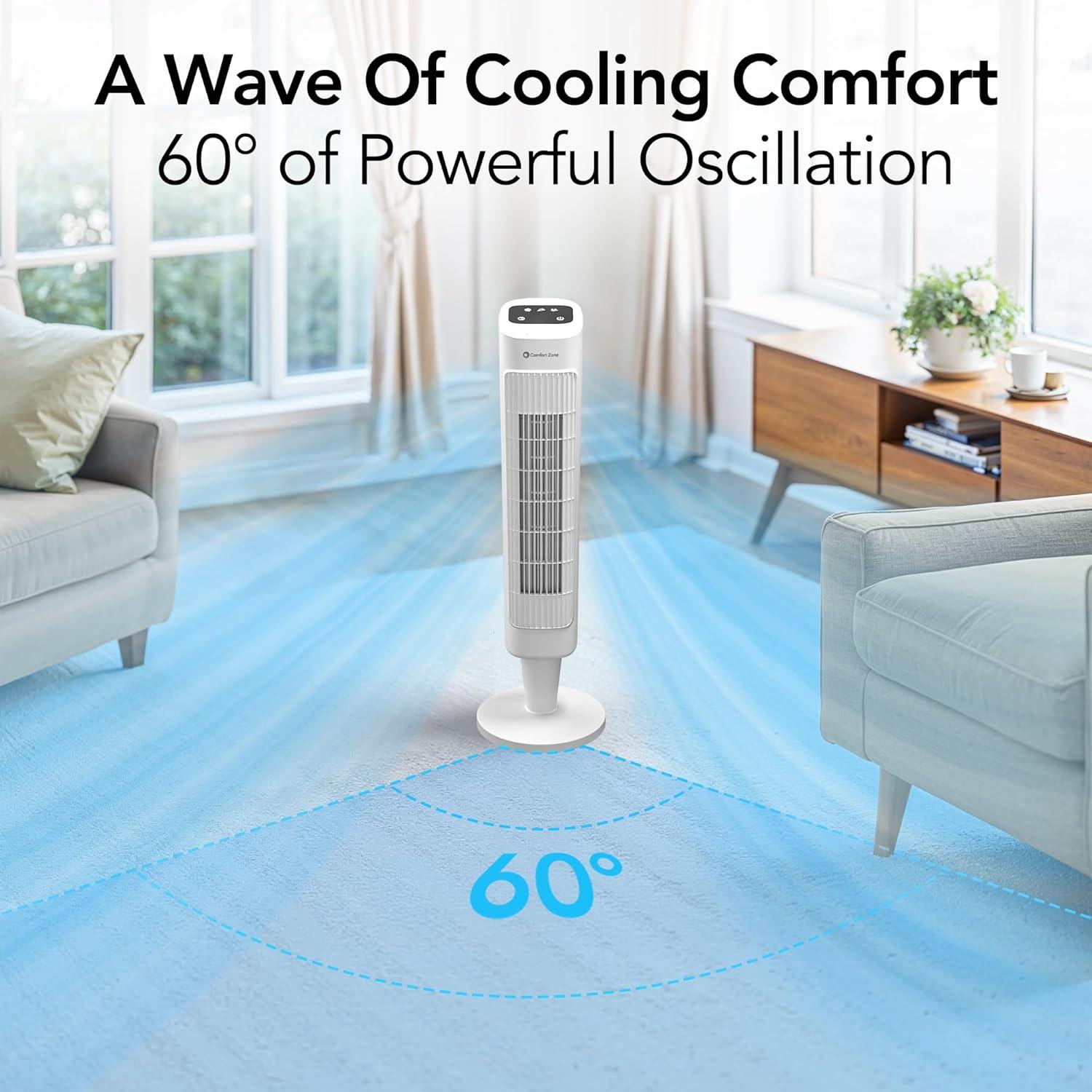 Ventilador de Torre Comfort Zone CZ12567 91.44 cm Control Remoto