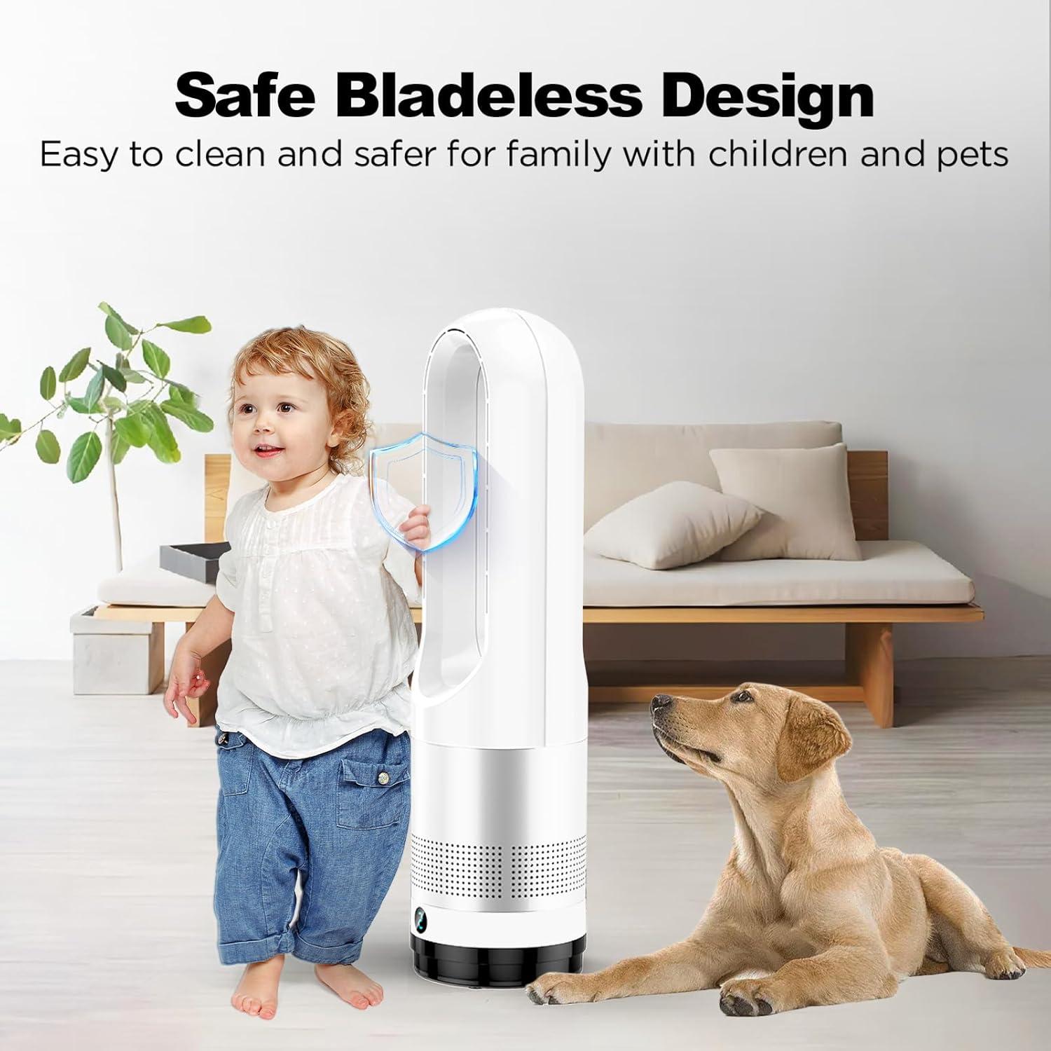 Ventilador de Torre Sin Aspas KIAMI 1400W Calefactor y Enfriador