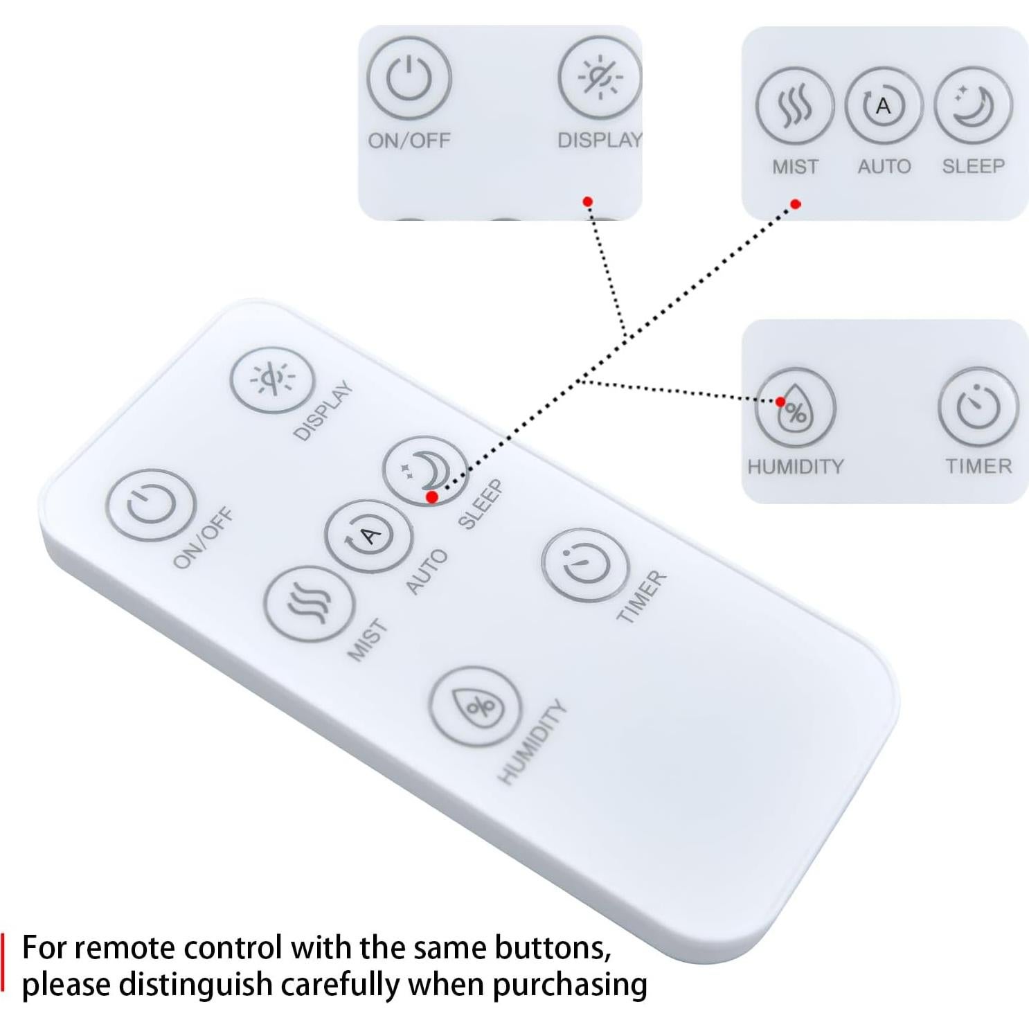 Control Remoto Reemplazo Oumeite para Humidificador LEVOIT 10L