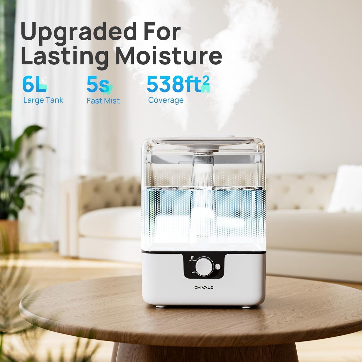 Humidificador CHIVALZ 6L Ultrasonido para Dormitorio Silencioso