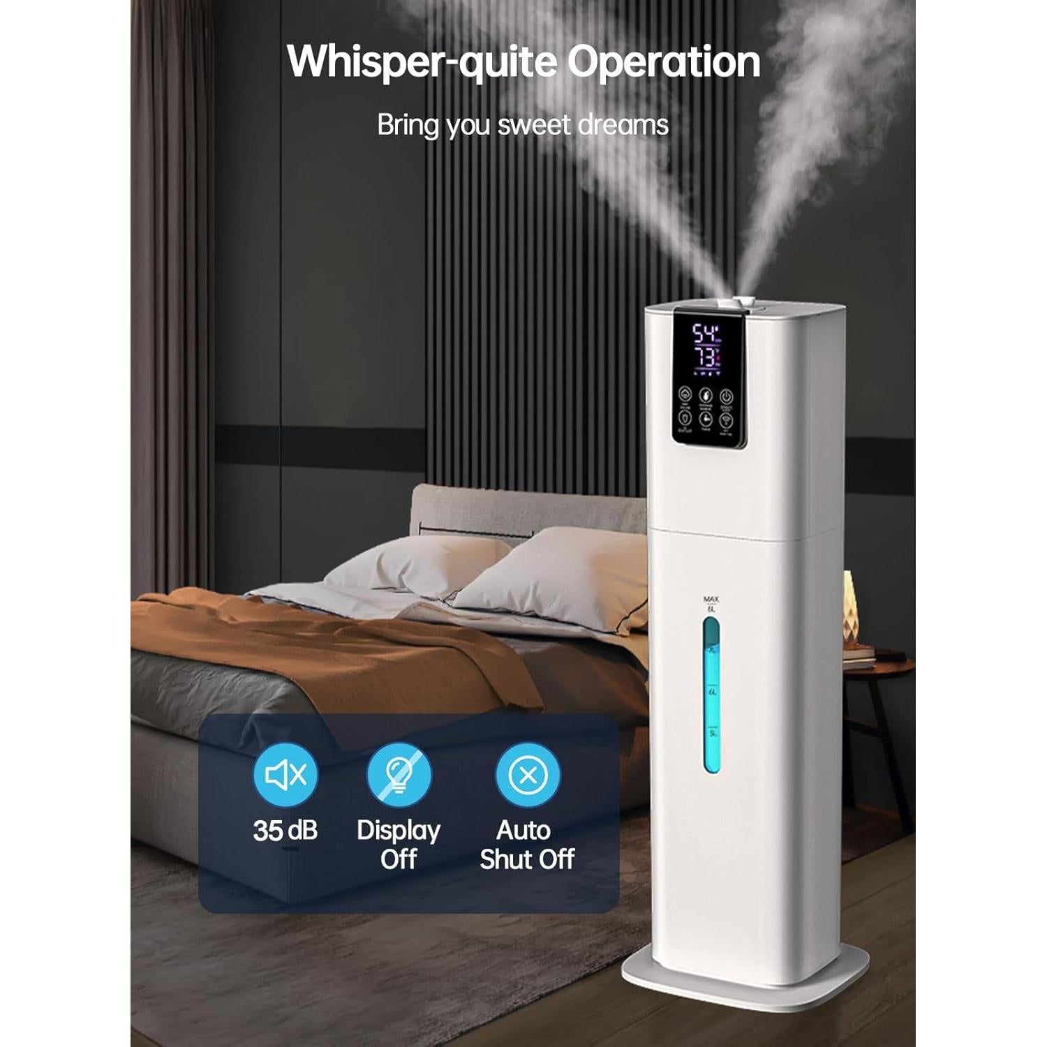 Humidificador Inteligente Hiswelle H786 8L Control Remoto Blanco