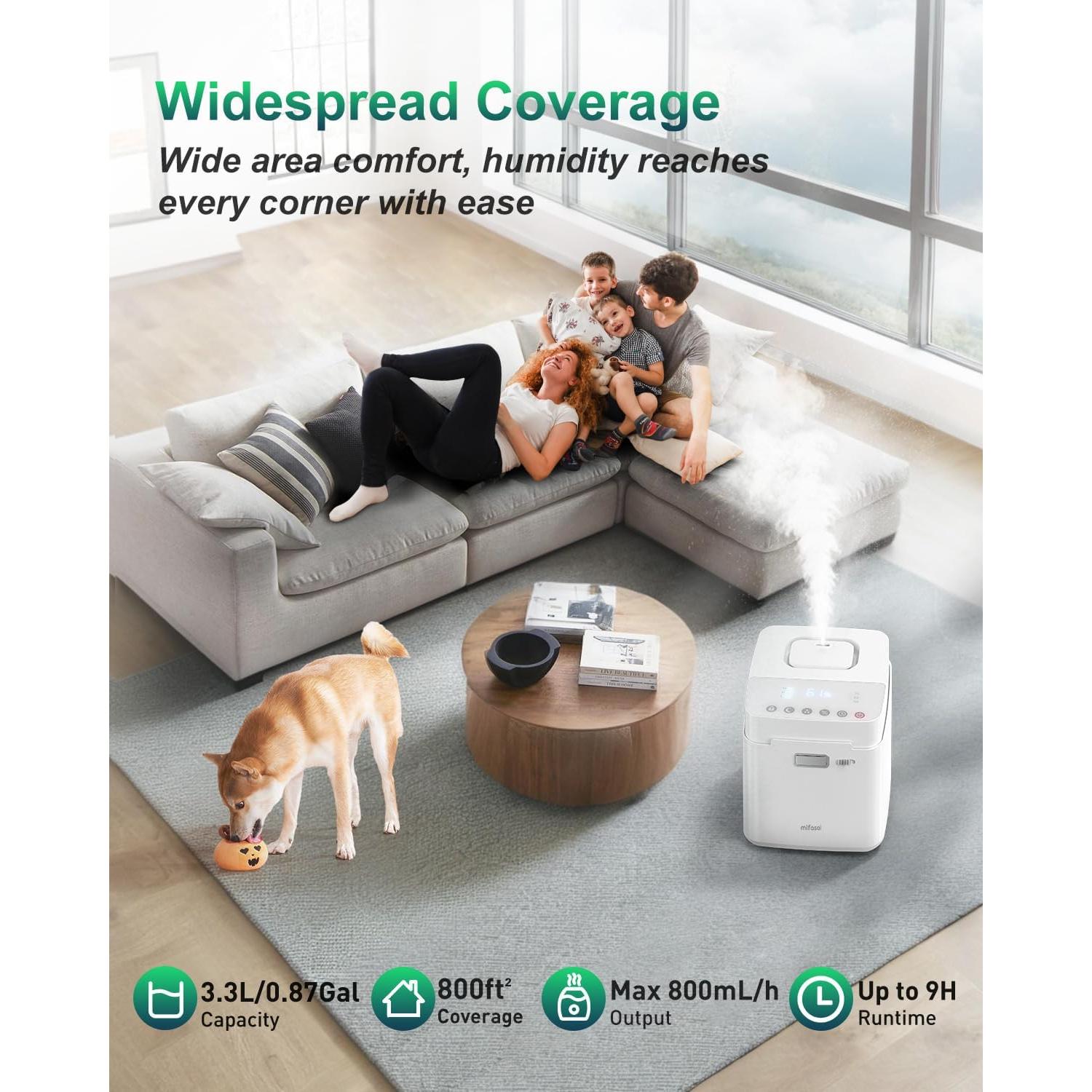 Humidificador de Acero Inoxidable Mifasol 3.3L Vapor Calido