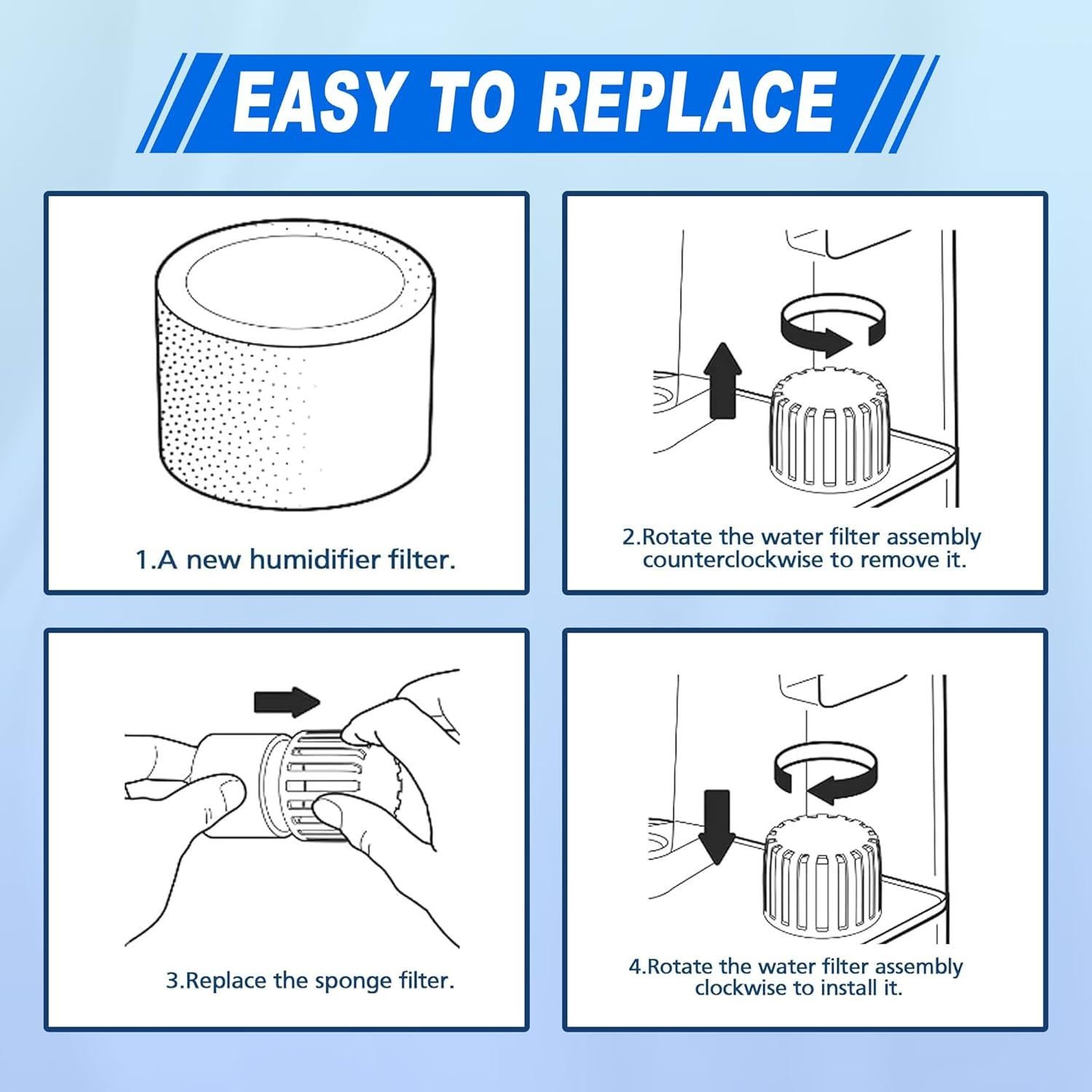 TOMOON 20-Pack Top Fill Humidifier Replacement Filters Compatible with LEVOIT Classic160, Dual150, Dual200S, Classic300(S), LV600S, OasisMist 450S, Superior 6000S Series Humidifiers