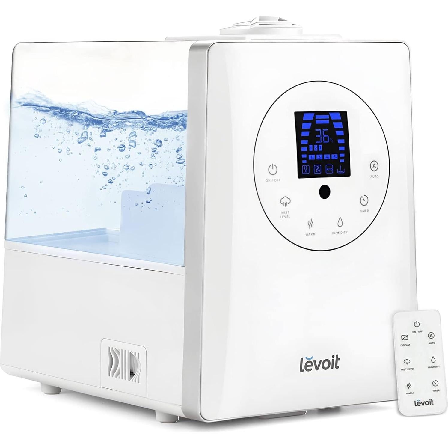 Humidificador Ultrasonido LEVOIT 6L Vapor Frío y Caliente