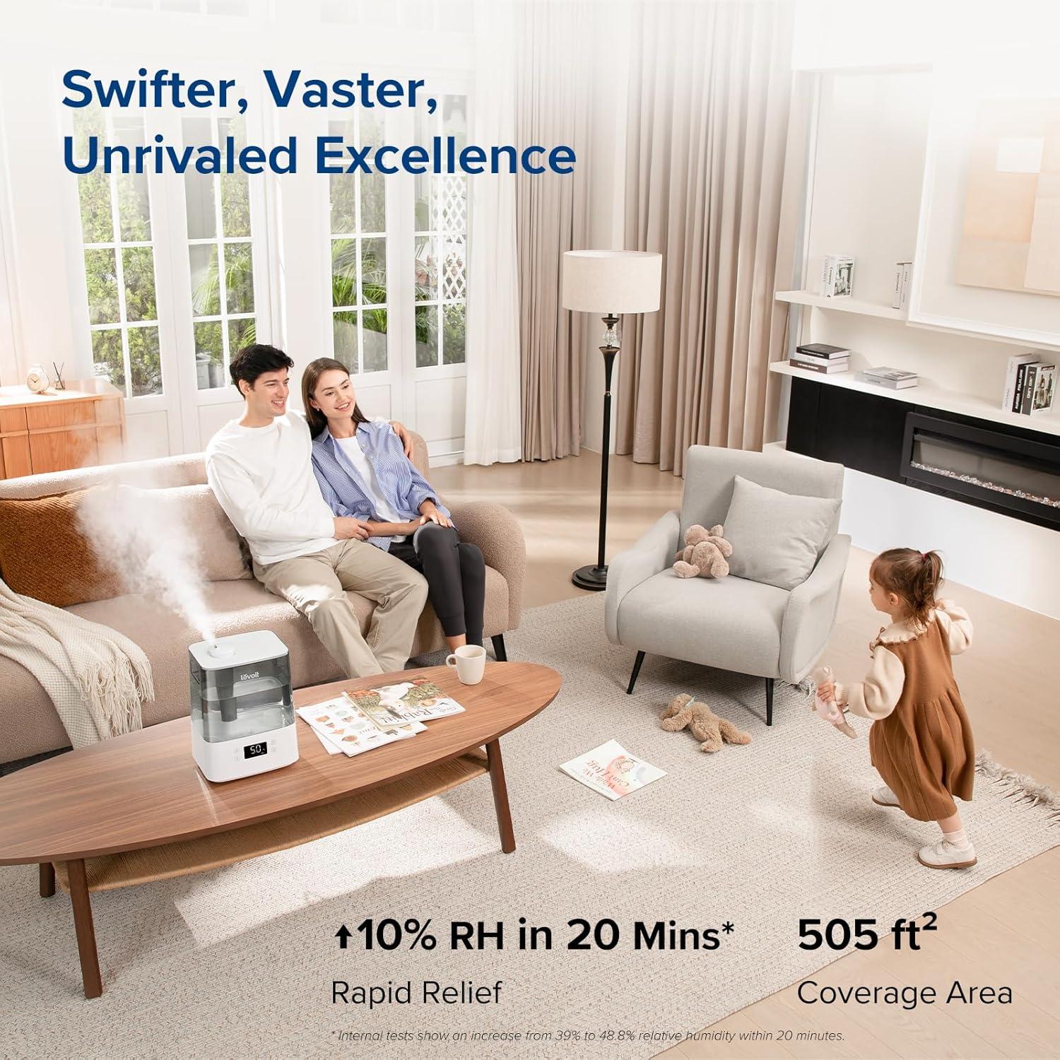 Humidificador LEVOIT 6L para Dormitorio Automático Gris