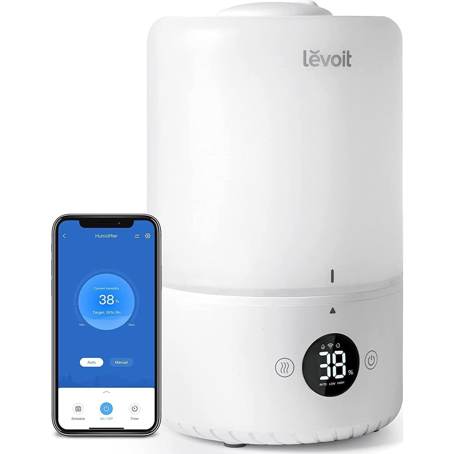 Humidificador LEVOIT 3L para dormitorio, difusor de aceite 2 en 1