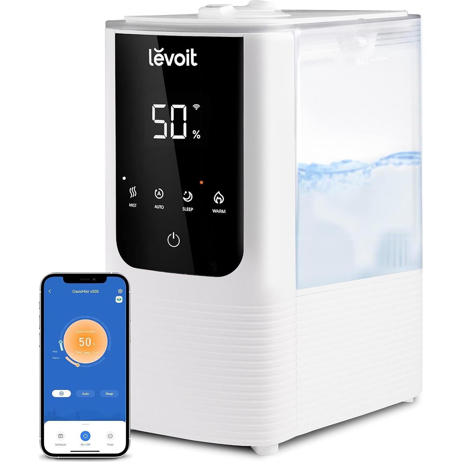Humidificador Inteligente LEVOIT OasisMist 4.5L Vapor Frío y Caliente